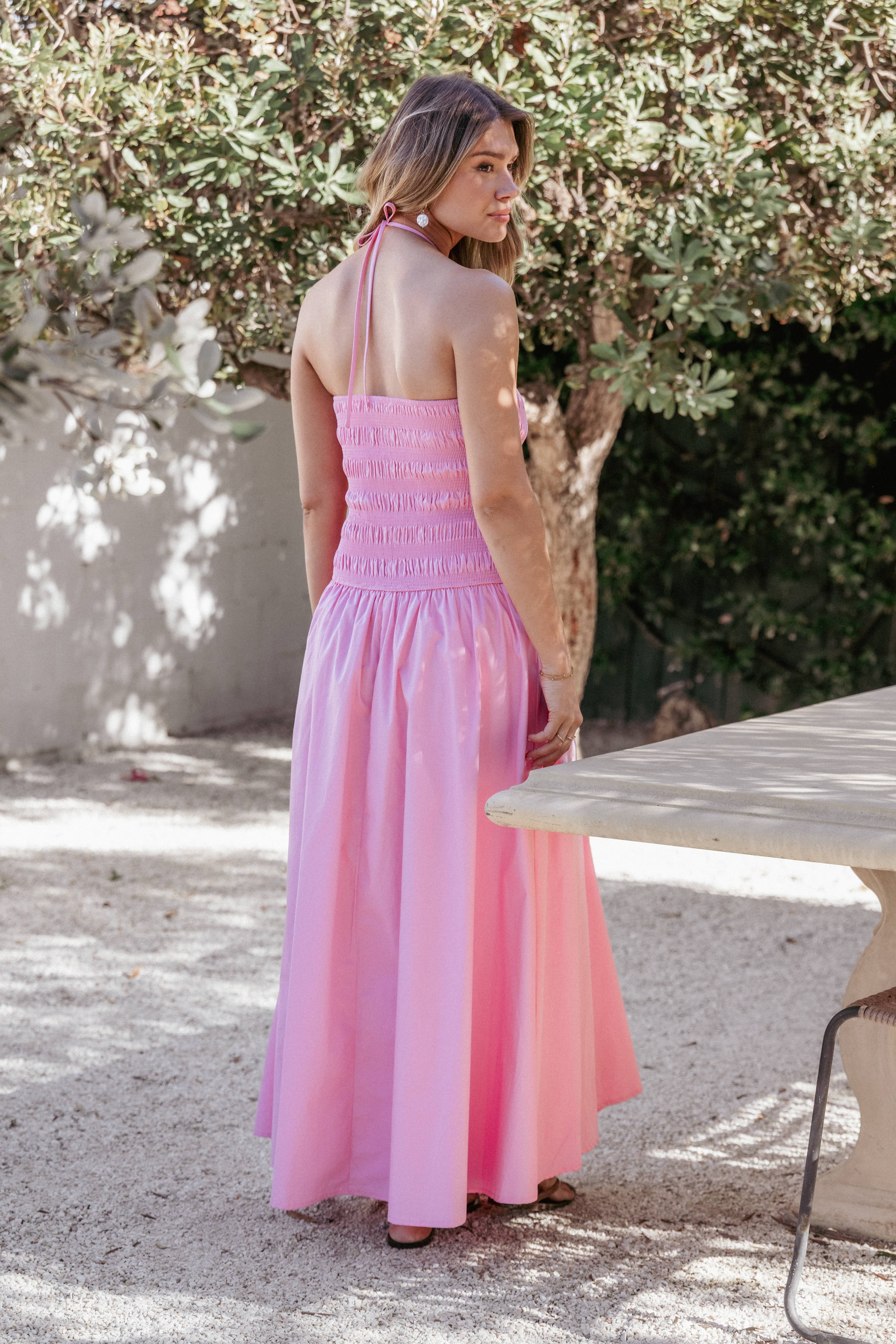 Aradia Halter Maxi Dress - Pink