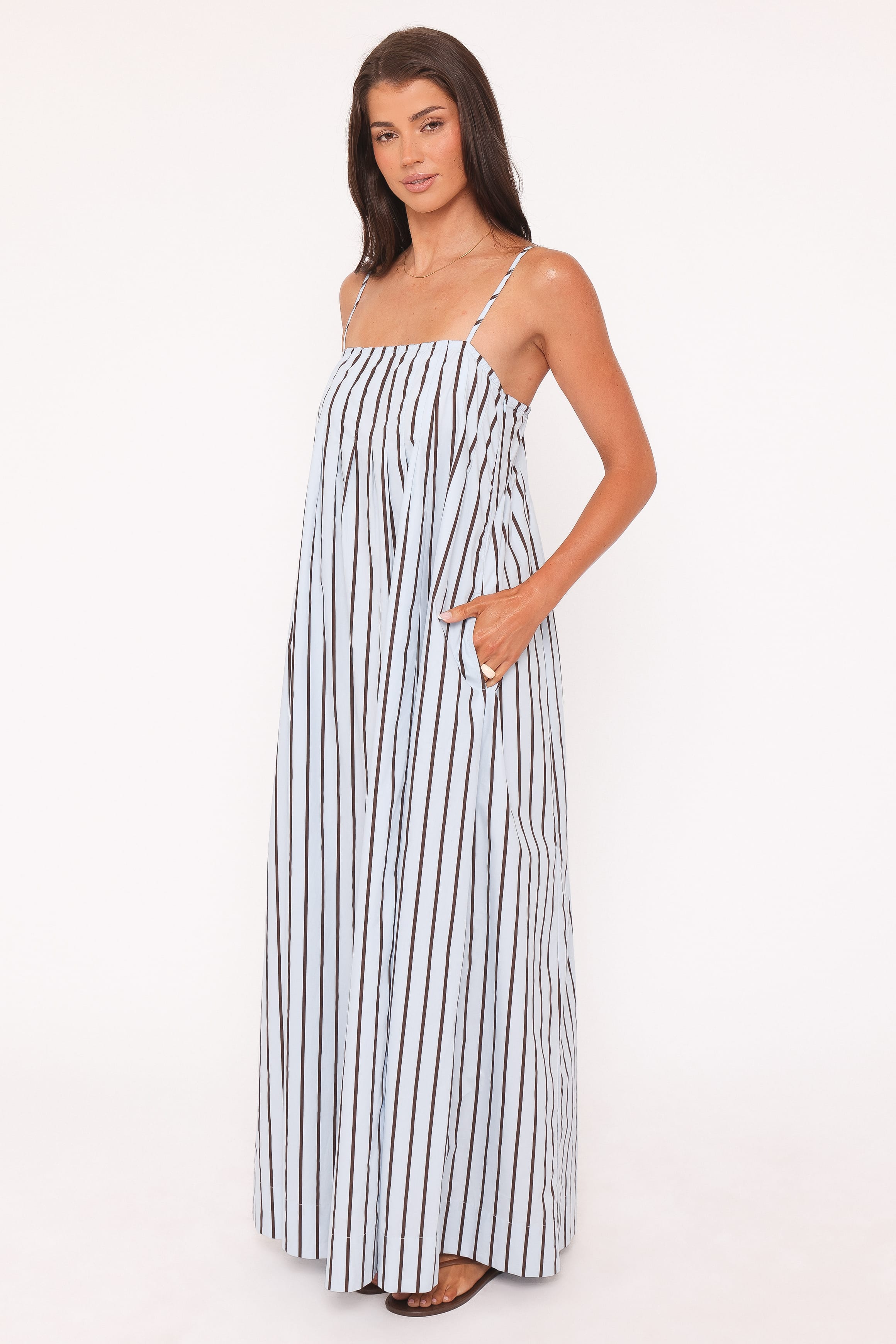 Arletta Maxi Dress - Blue/Brown Stripe