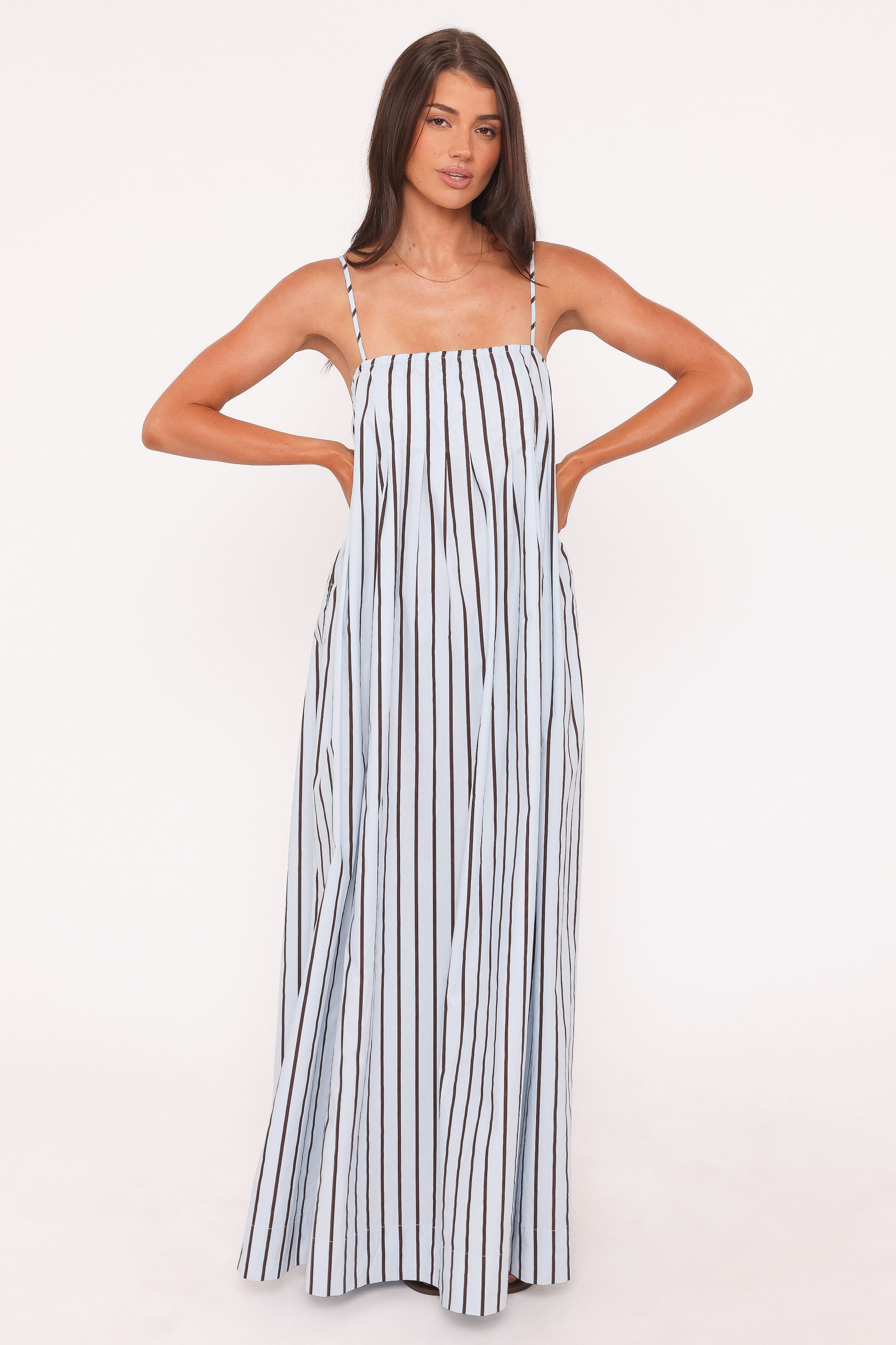 Arletta Maxi Dress - Blue/Brown Stripe