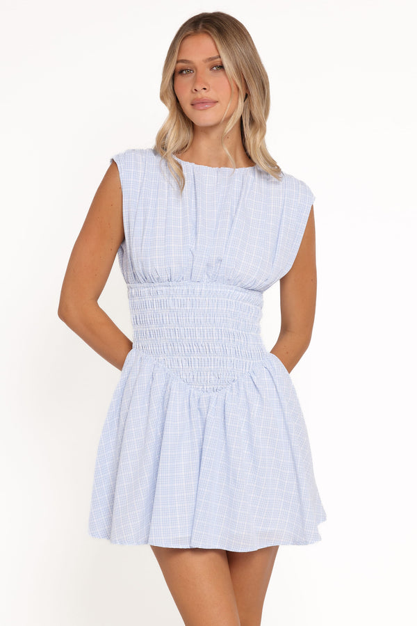 Ayla Mini Dress - Blue Gingham