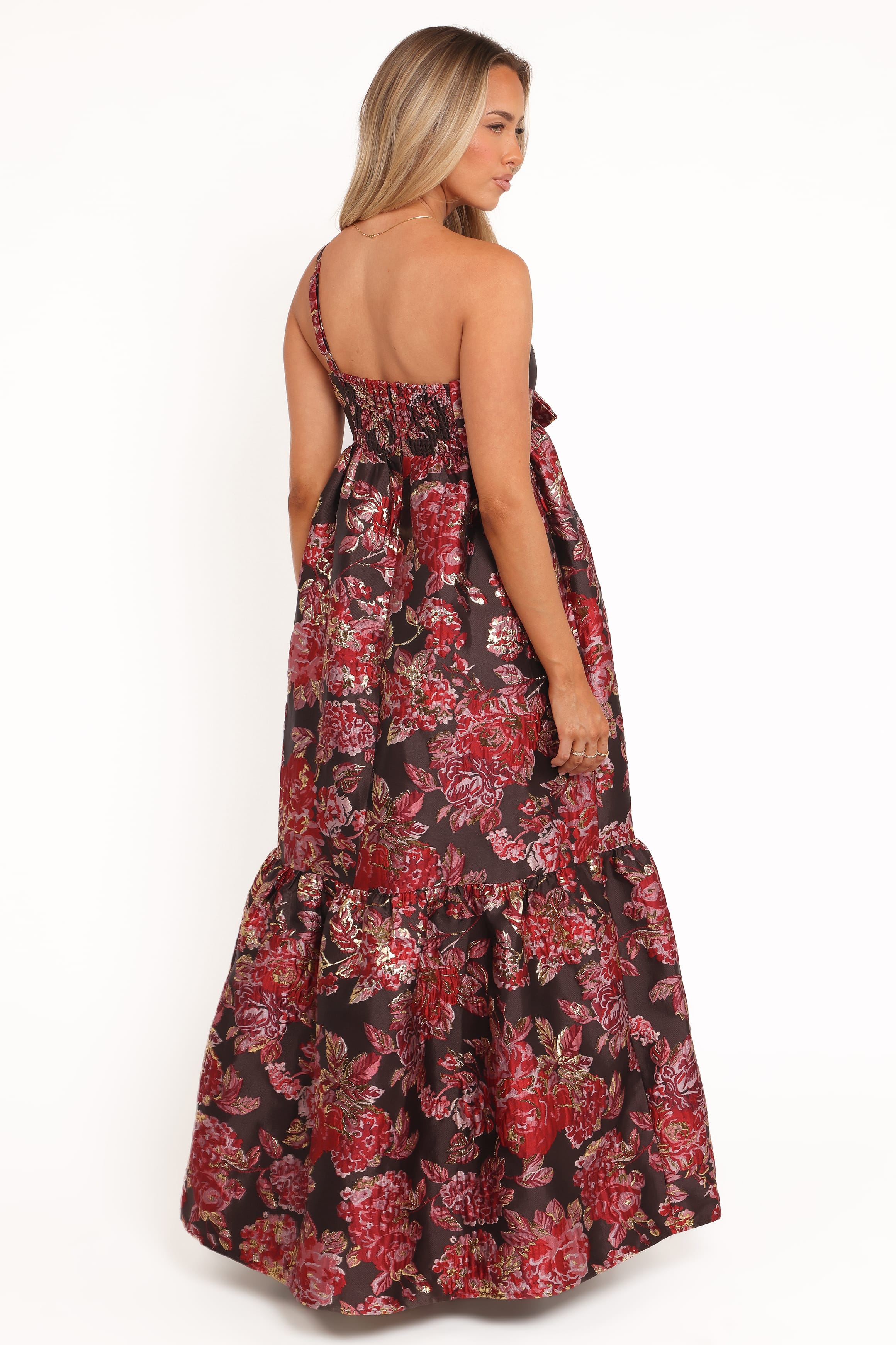 Betina Bow Front Maxi Dress - Brown Floral