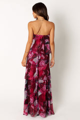 Bloom Strapless Maxi Dress - Purple Floral