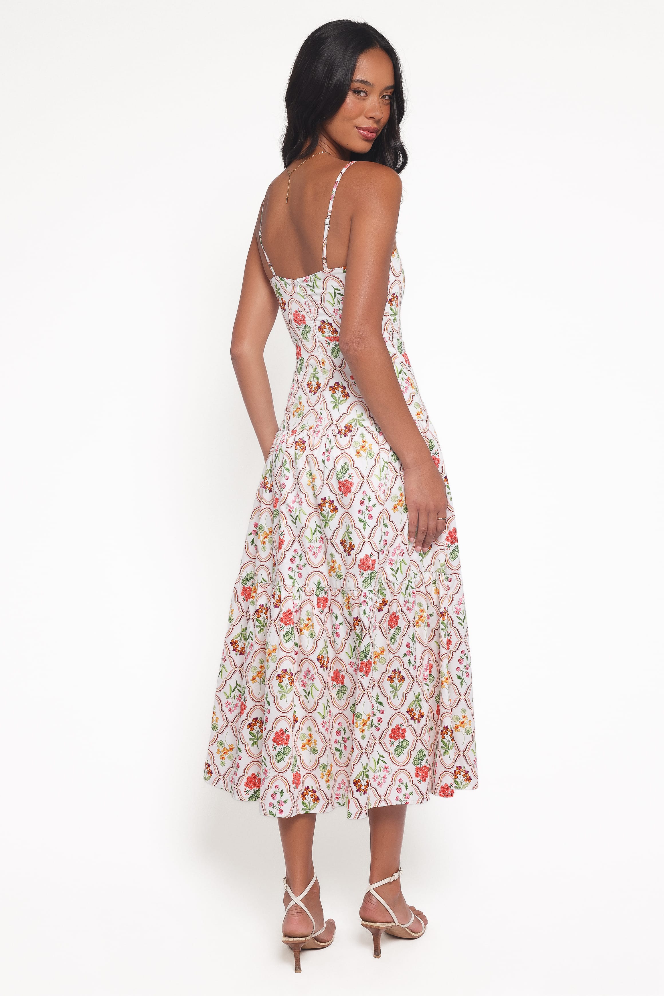 Botanique Midi Dress - Coral Wildflower