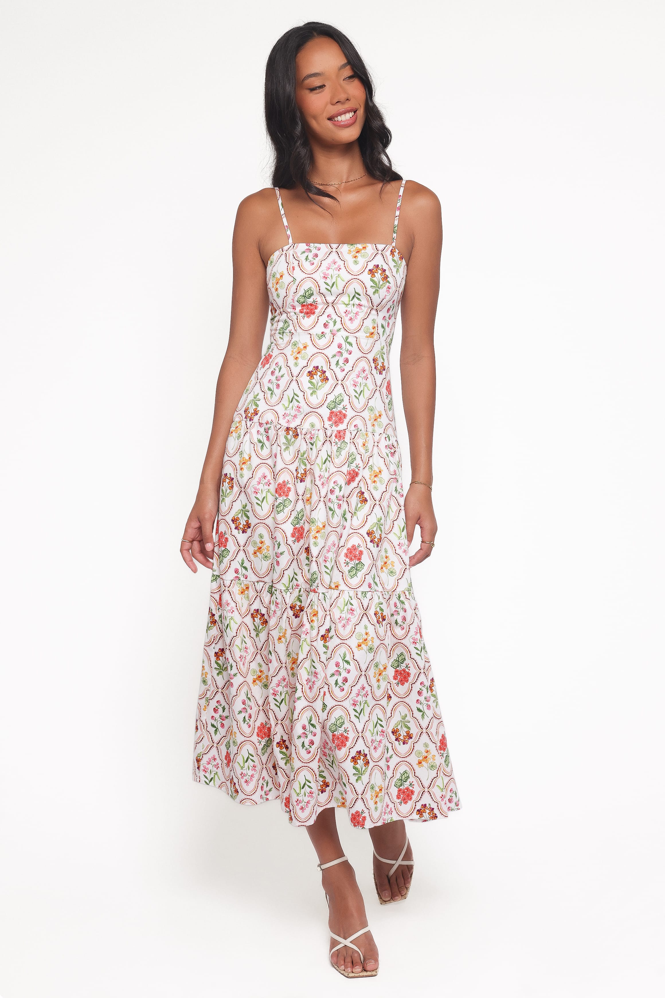Botanique Midi Dress - Coral Wildflower
