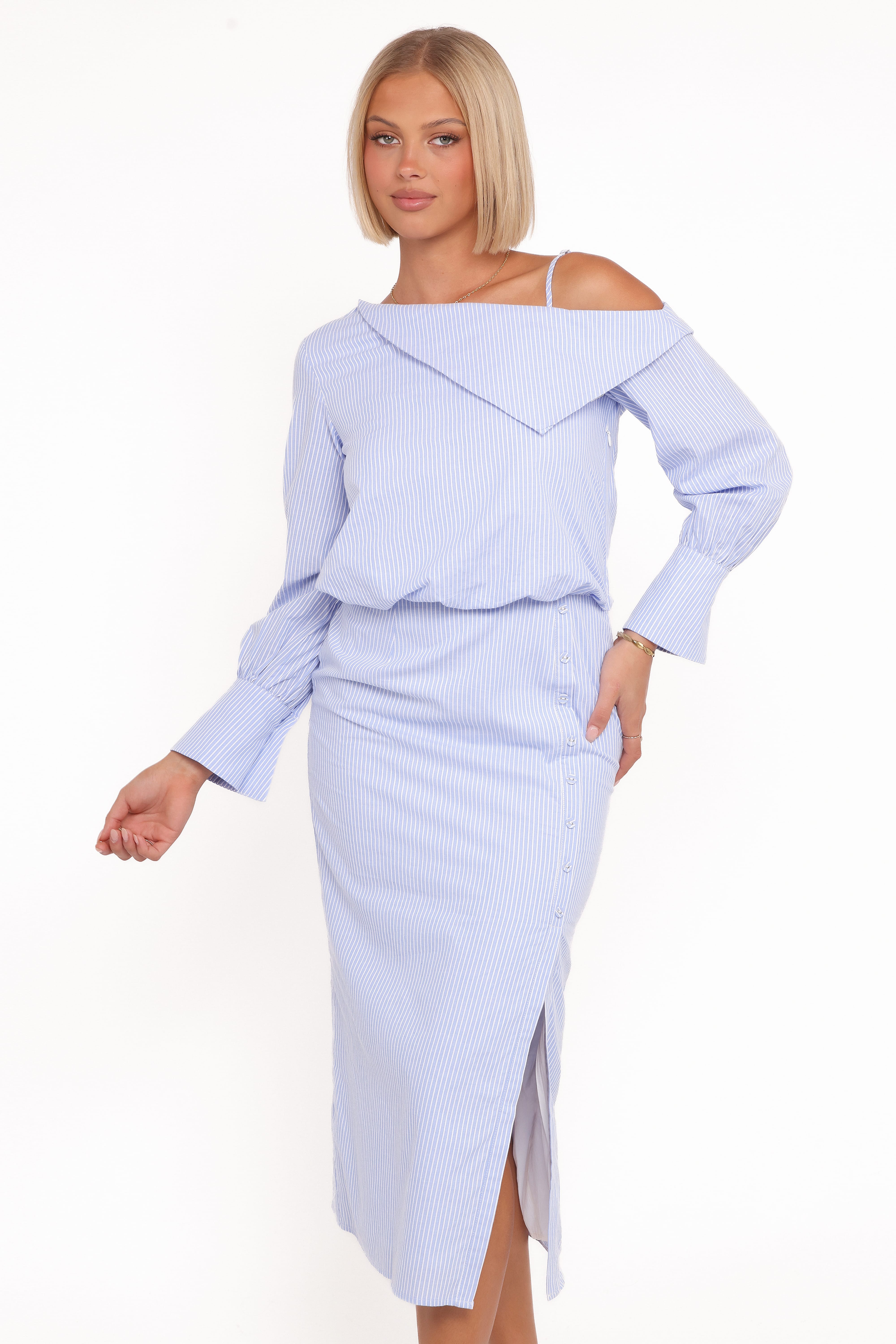 Broderick Midi Dress - Blue Stripe