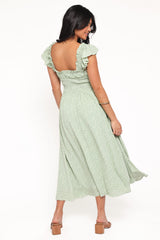 Bronte Midi Dress - Green Floral