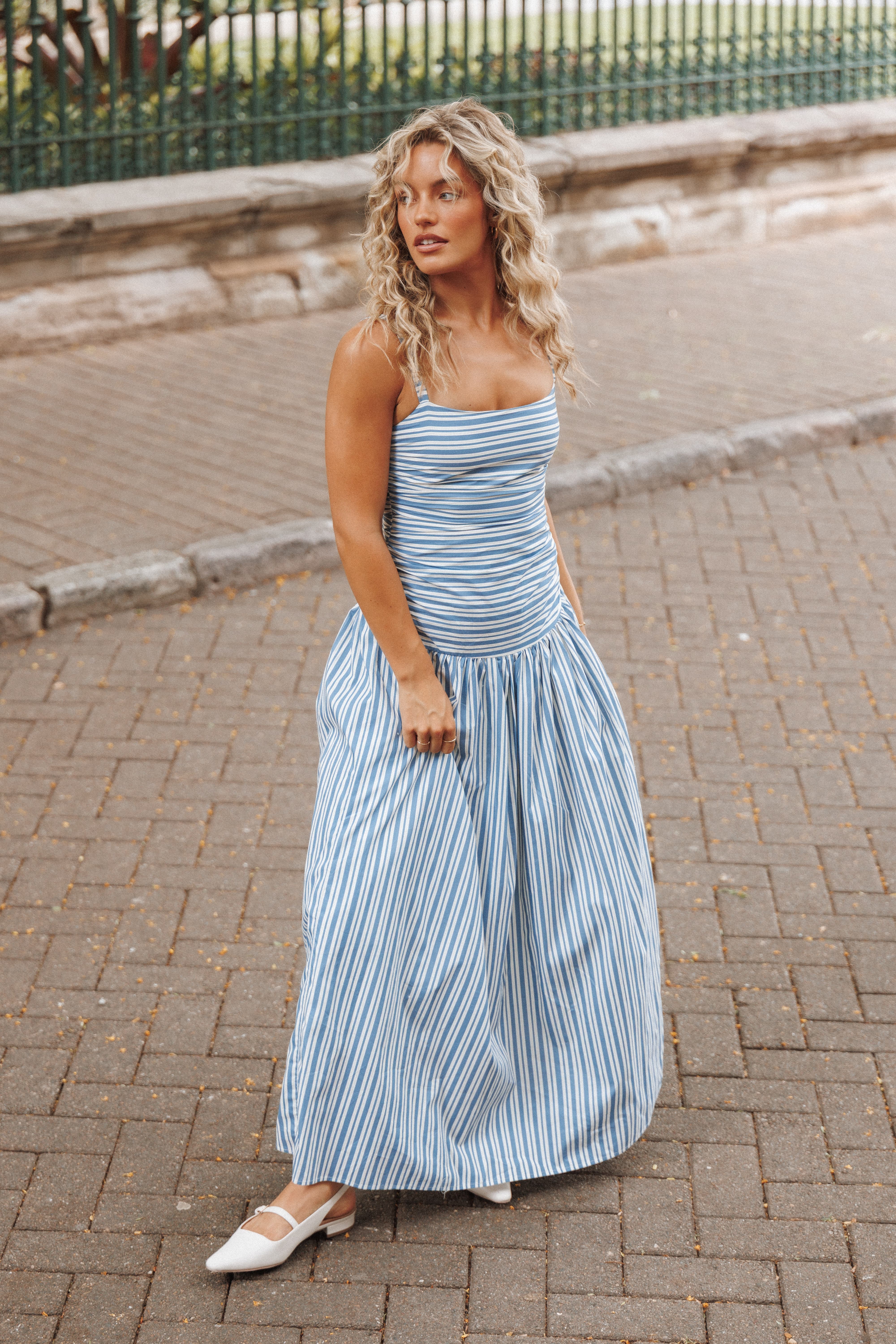 Carlisle Maxi Dress - Blue Stripe
