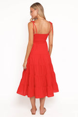 Carrol Shirred Bodice Maxi Dress - Red
