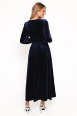 Cece Velvet Long Sleeve Maxi Dress - Midnight Blue