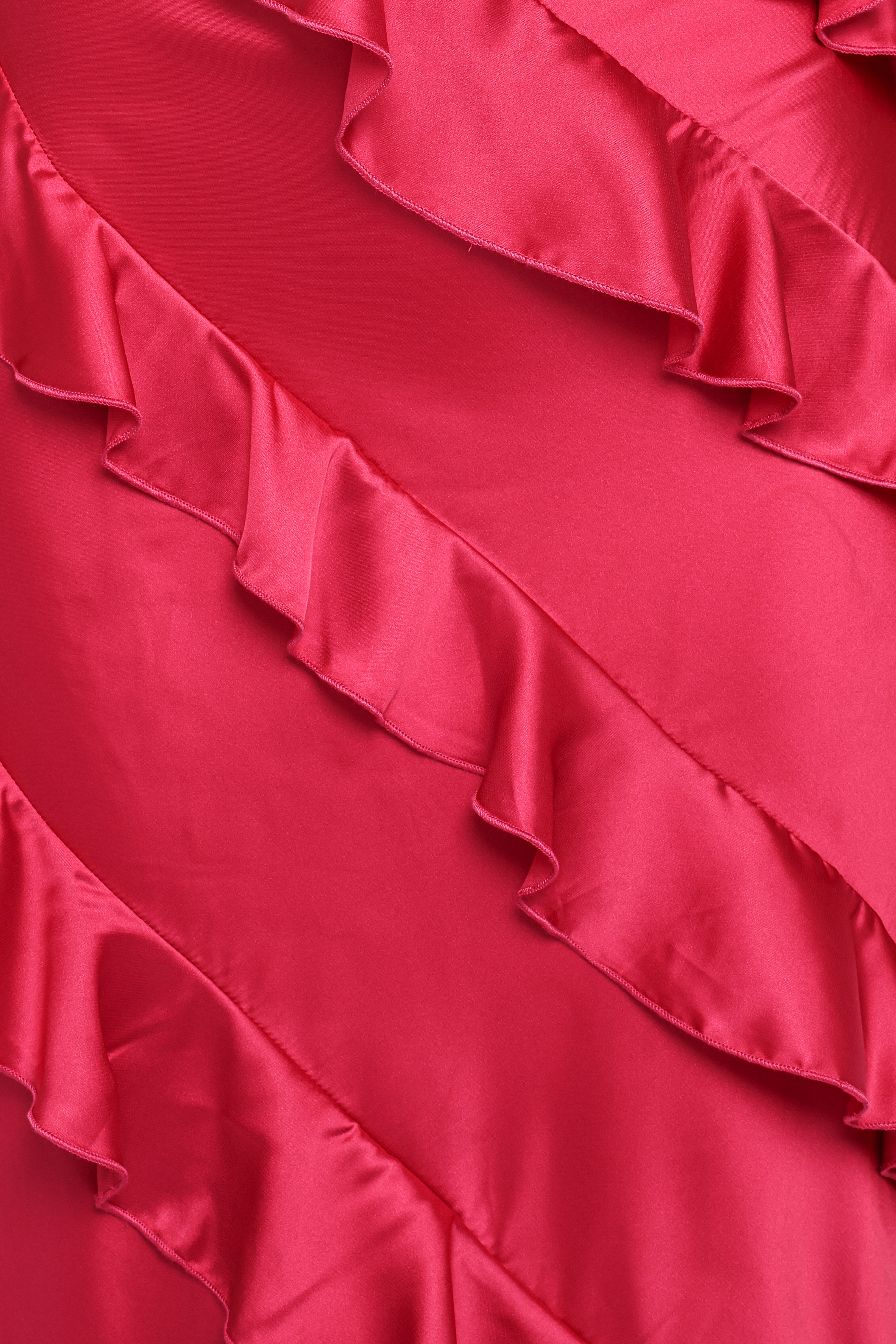 Ciao Ruffles Maxi Satin Dress - Fuchsia