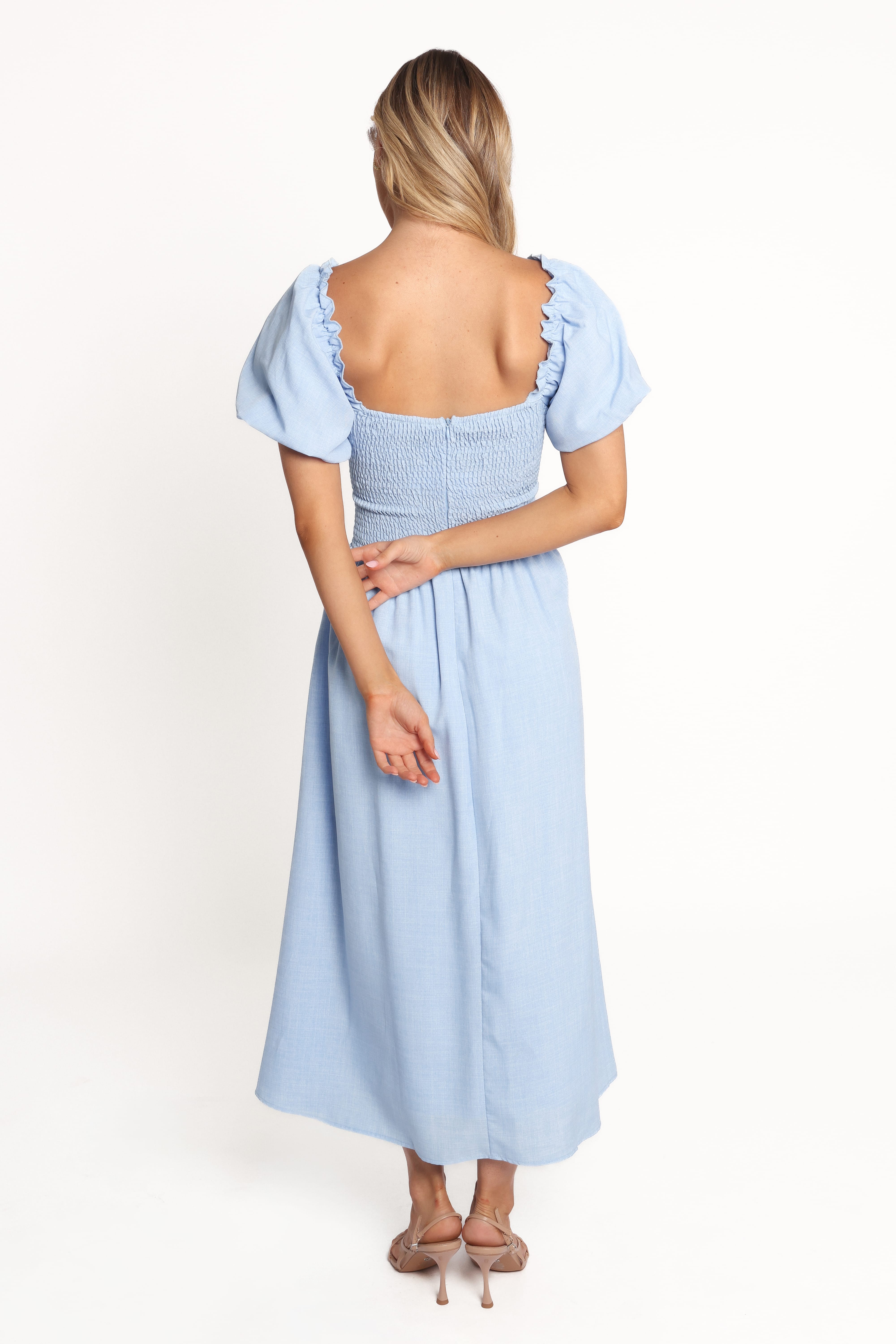 Cintra Puff Sleeve Maxi Dress - Blue