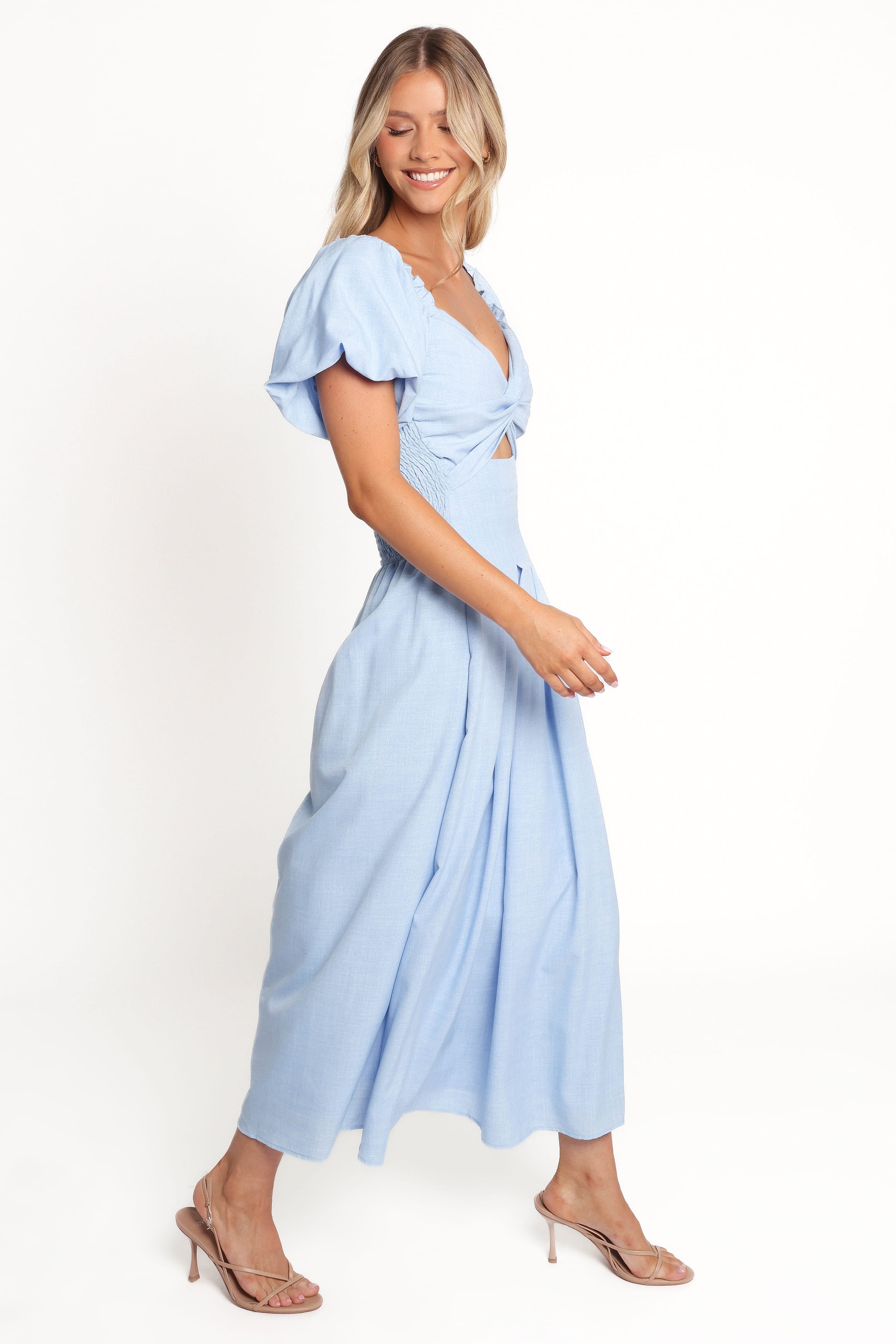 Cintra Puff Sleeve Maxi Dress - Blue