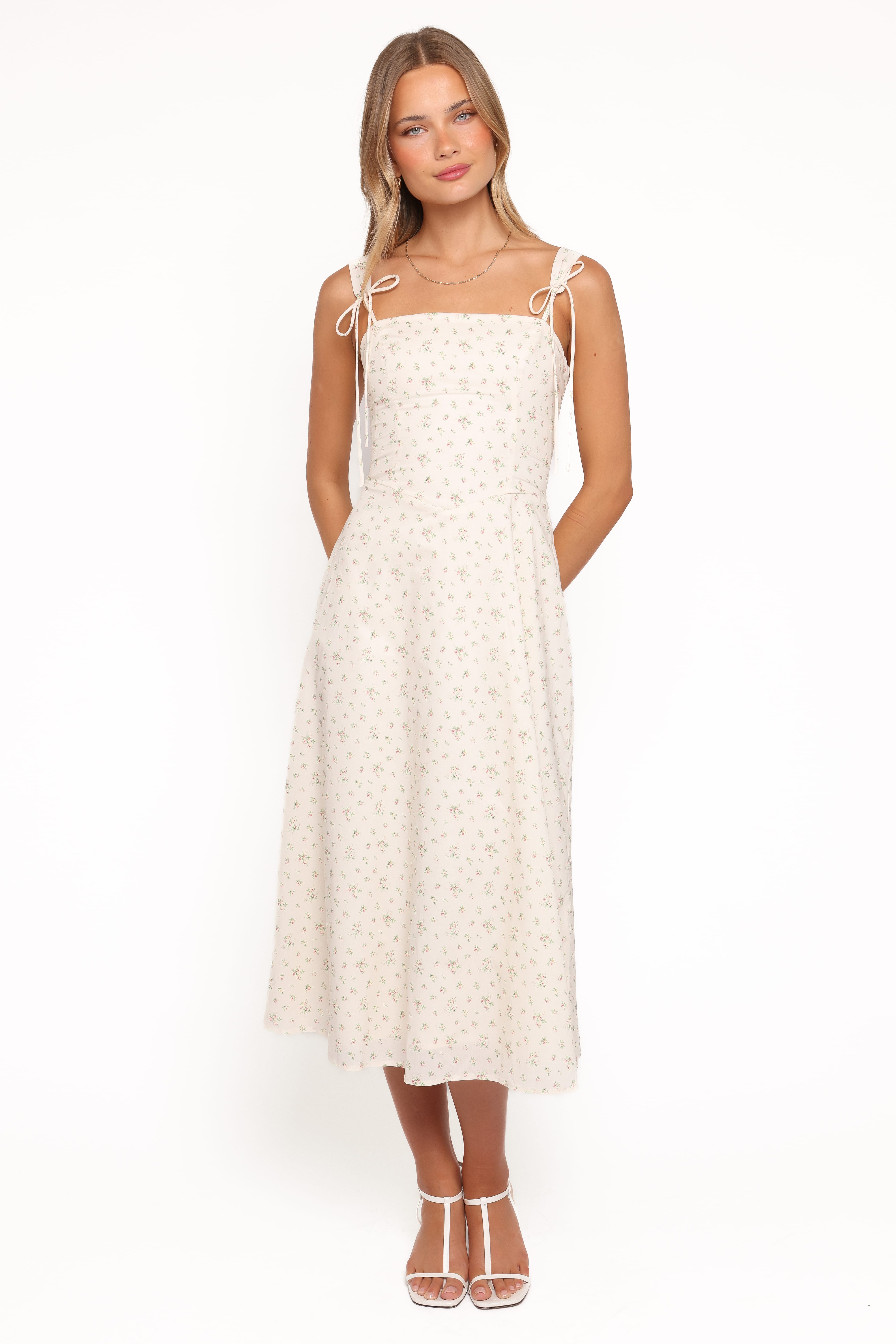 Clarissa Midi Dress - White Betty