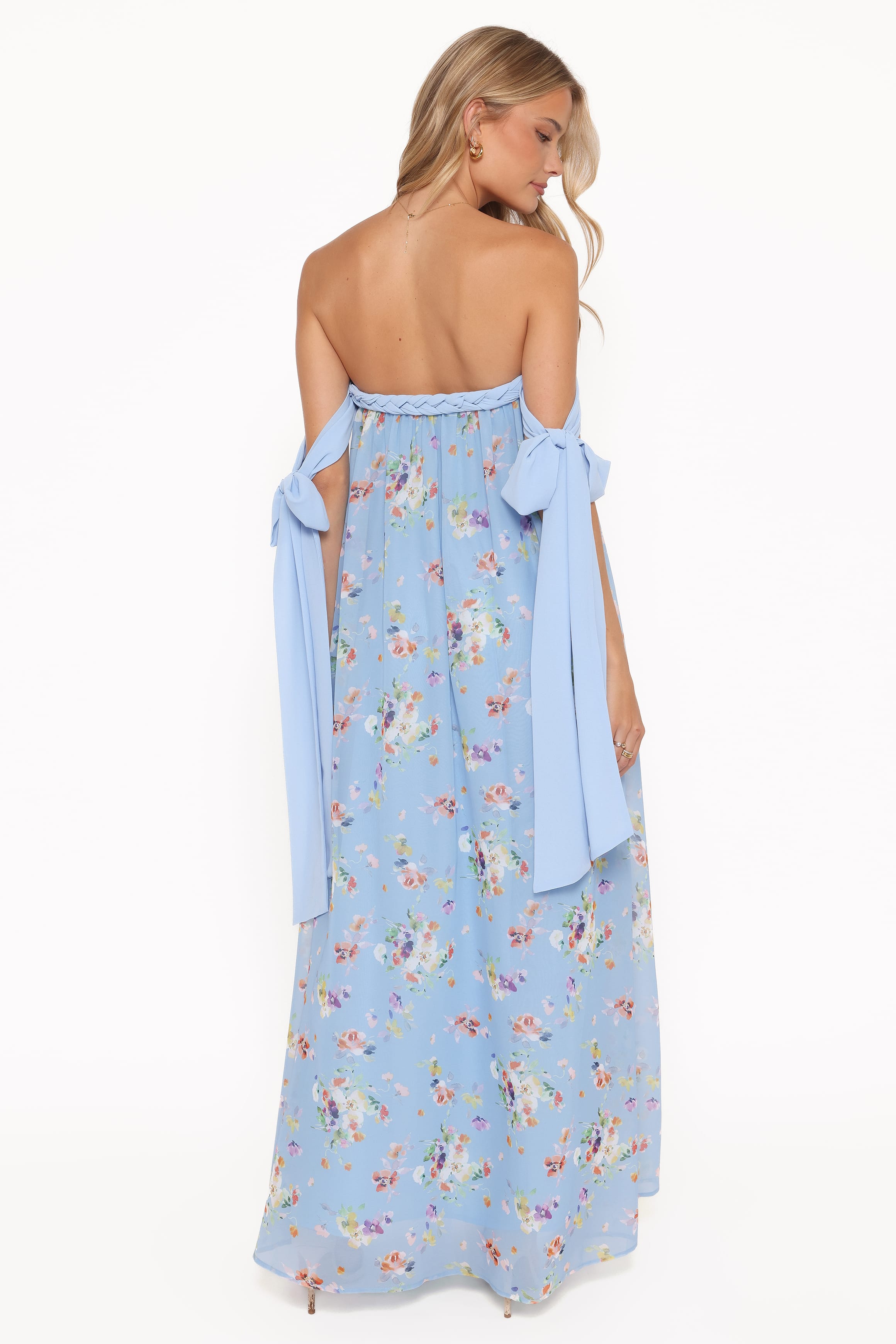 Codie Off Shoulder Maxi Dress - Cornflower Blue Floral