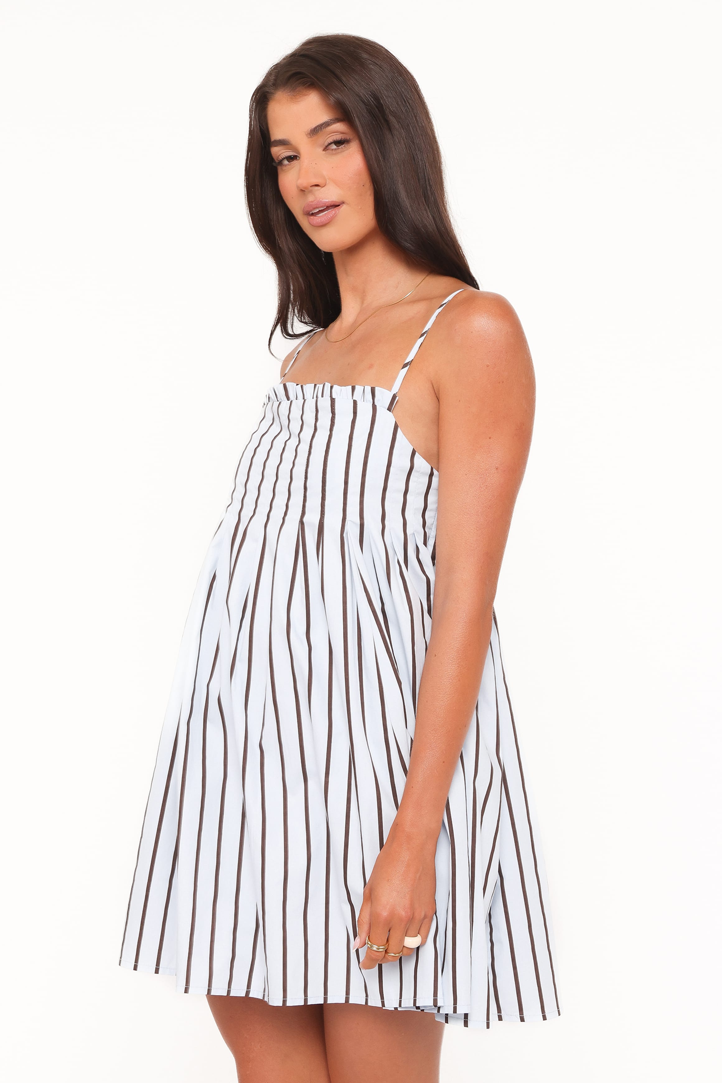 Cole Mini Dress - Blue/Brown Stripe