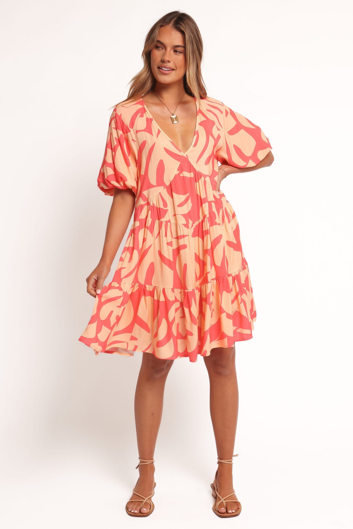 Corinna Mini Dress - Coral Print