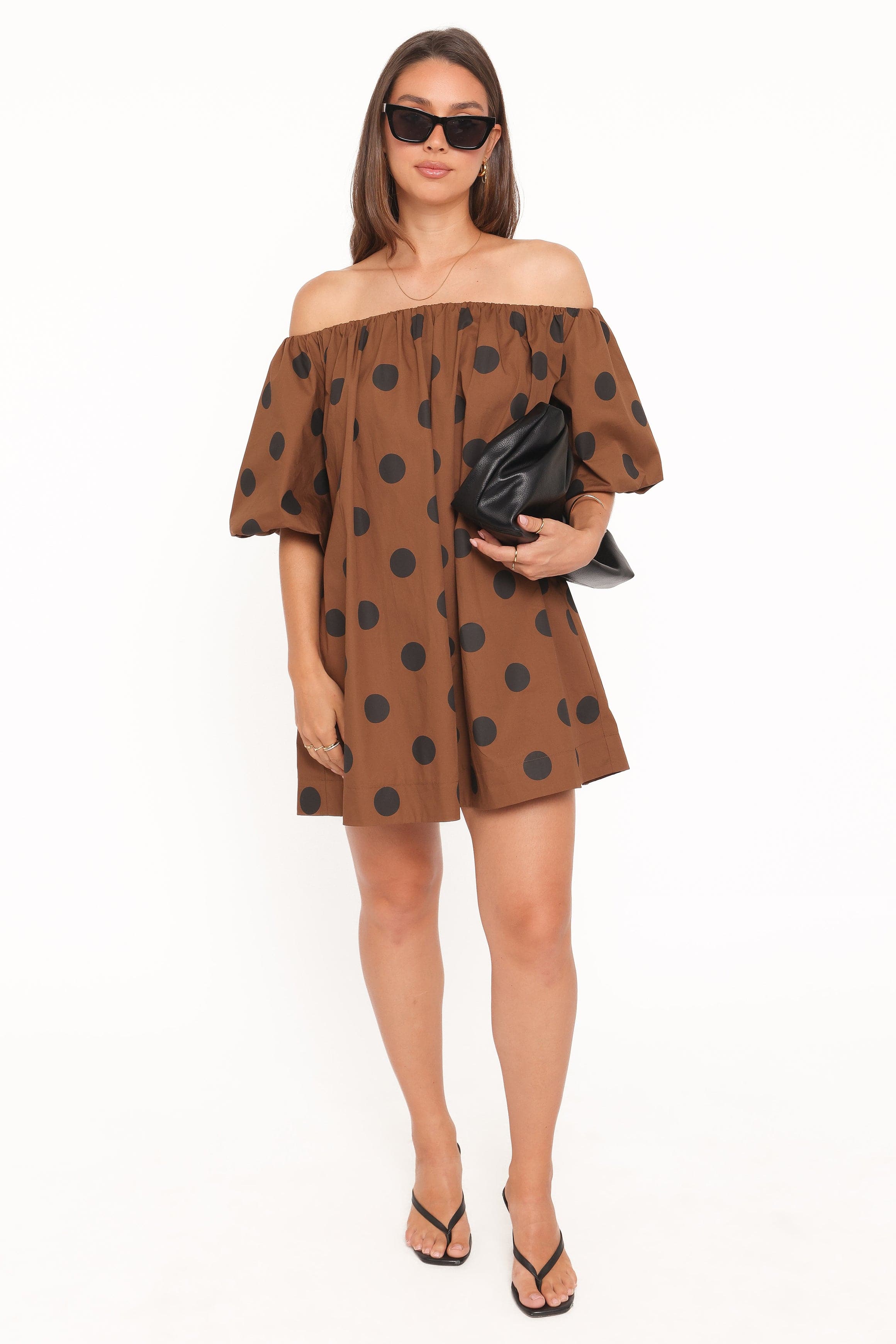 Eddie Mini Dress - Brown Polka Dot