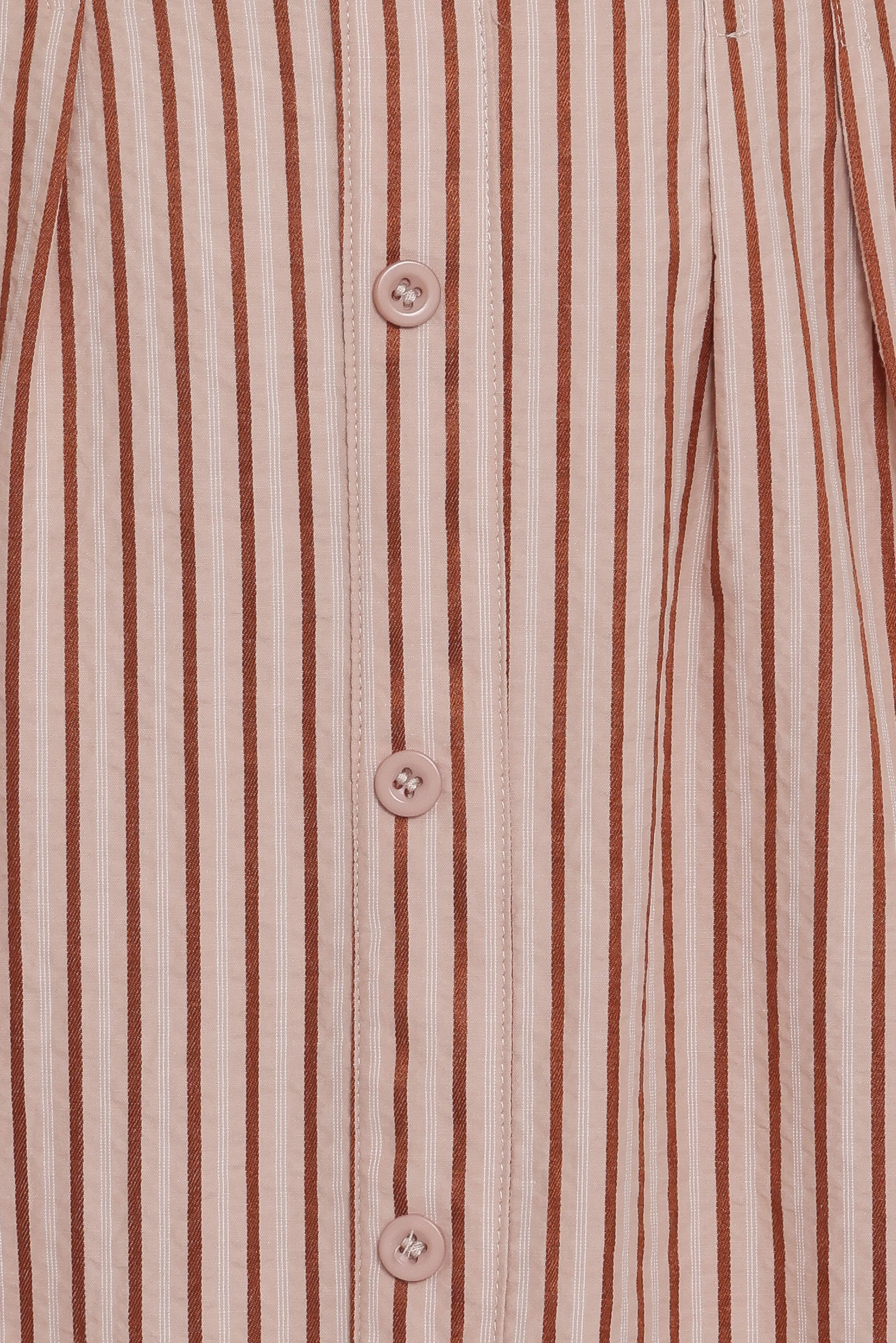 Eilis Short Sleeve Button Down Maxi Dress - Brown Stripe