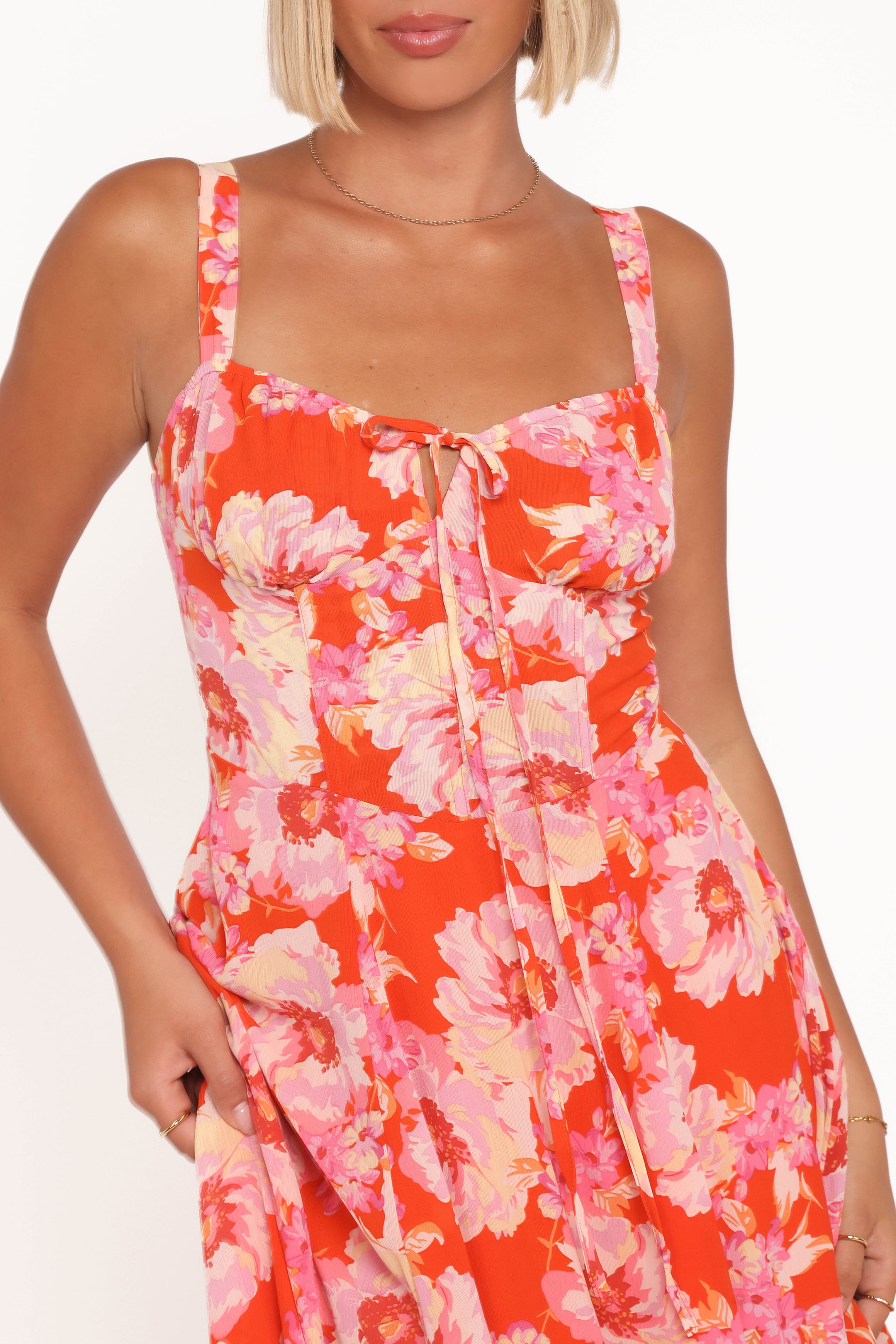 Elodie Midi Dress - Red Floral