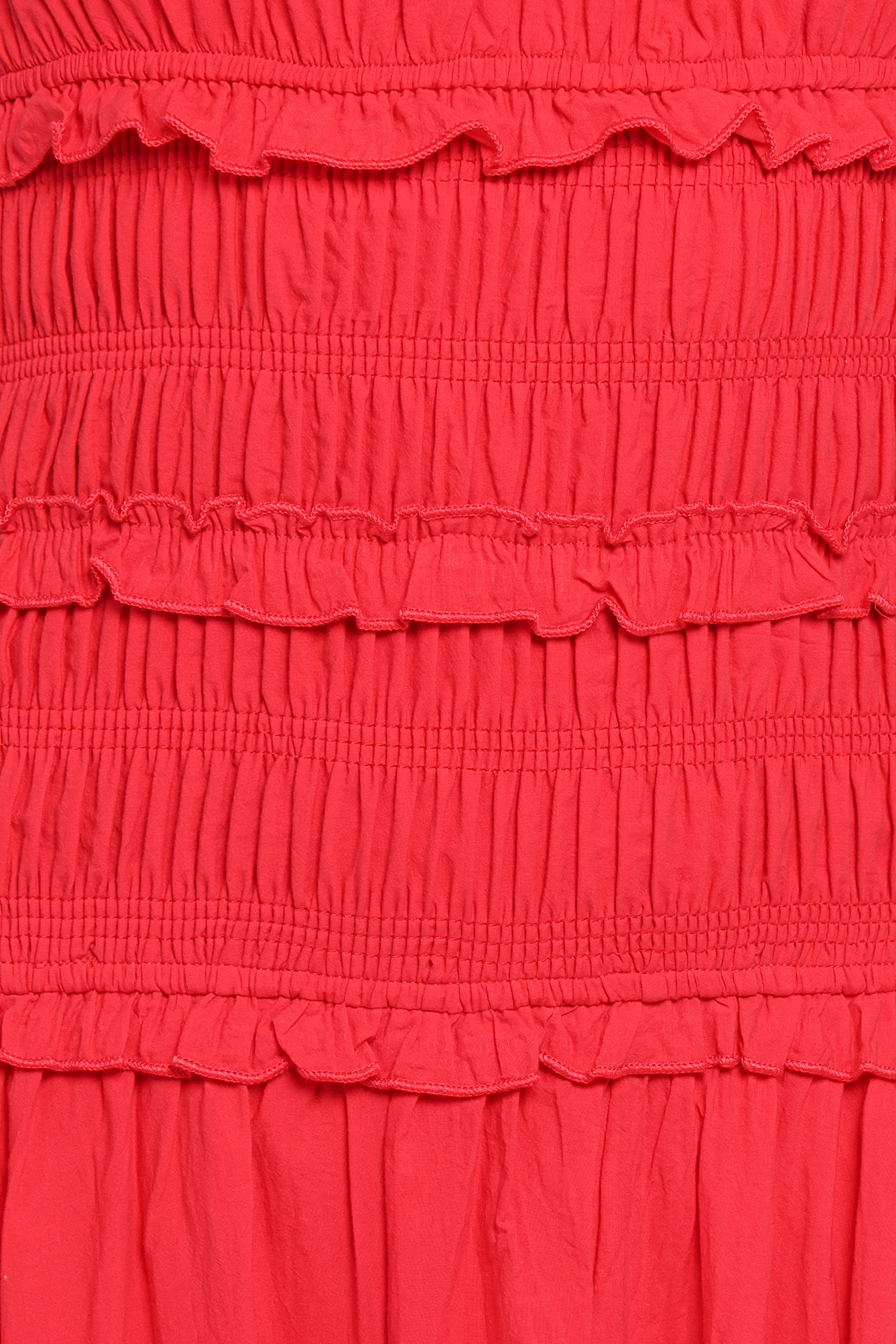 Enola Gather Midi Dress - Red