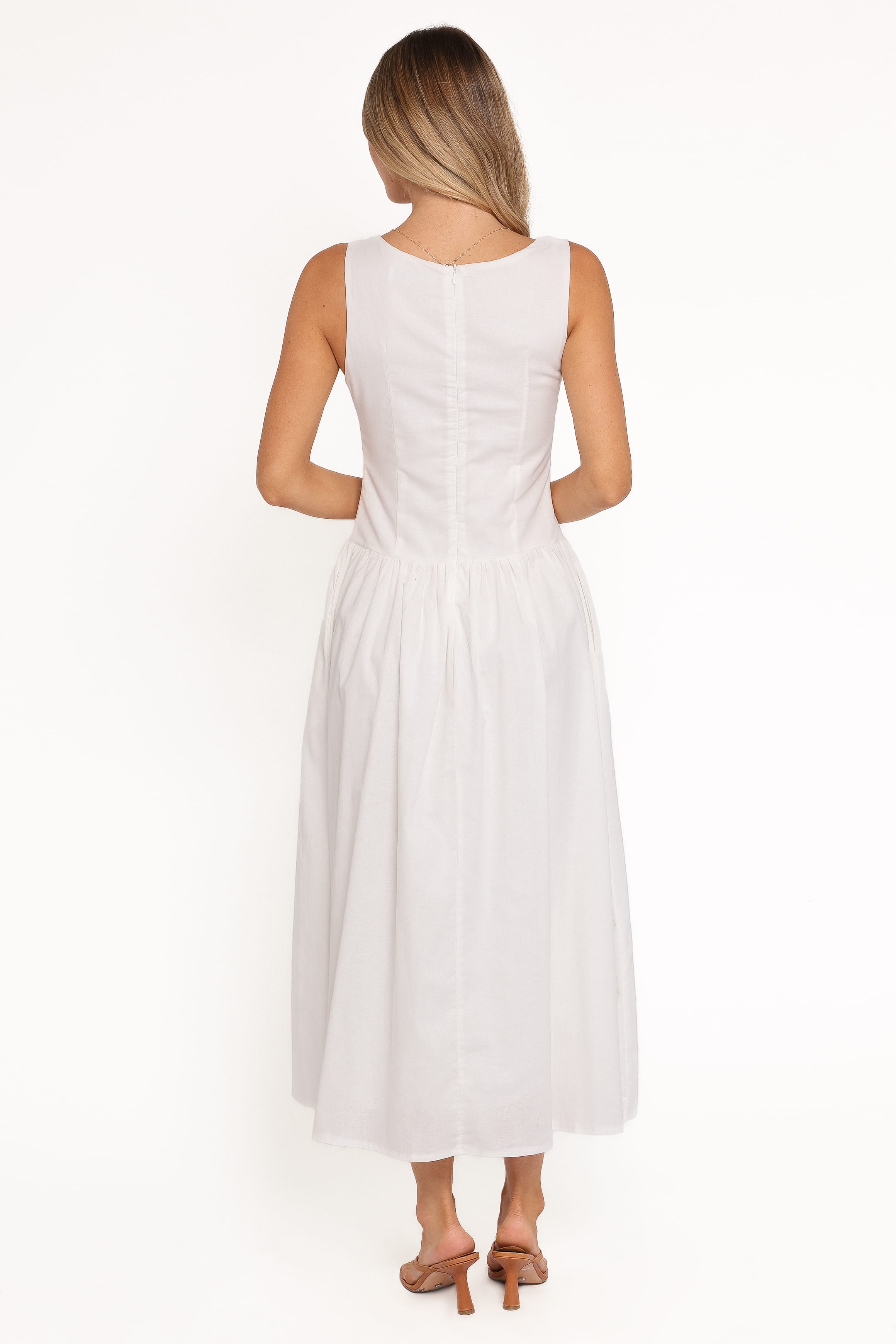 Evie Button Front Maxi Dress - White