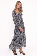 Faith Long Sleeve Maxi Dress - Black Floral