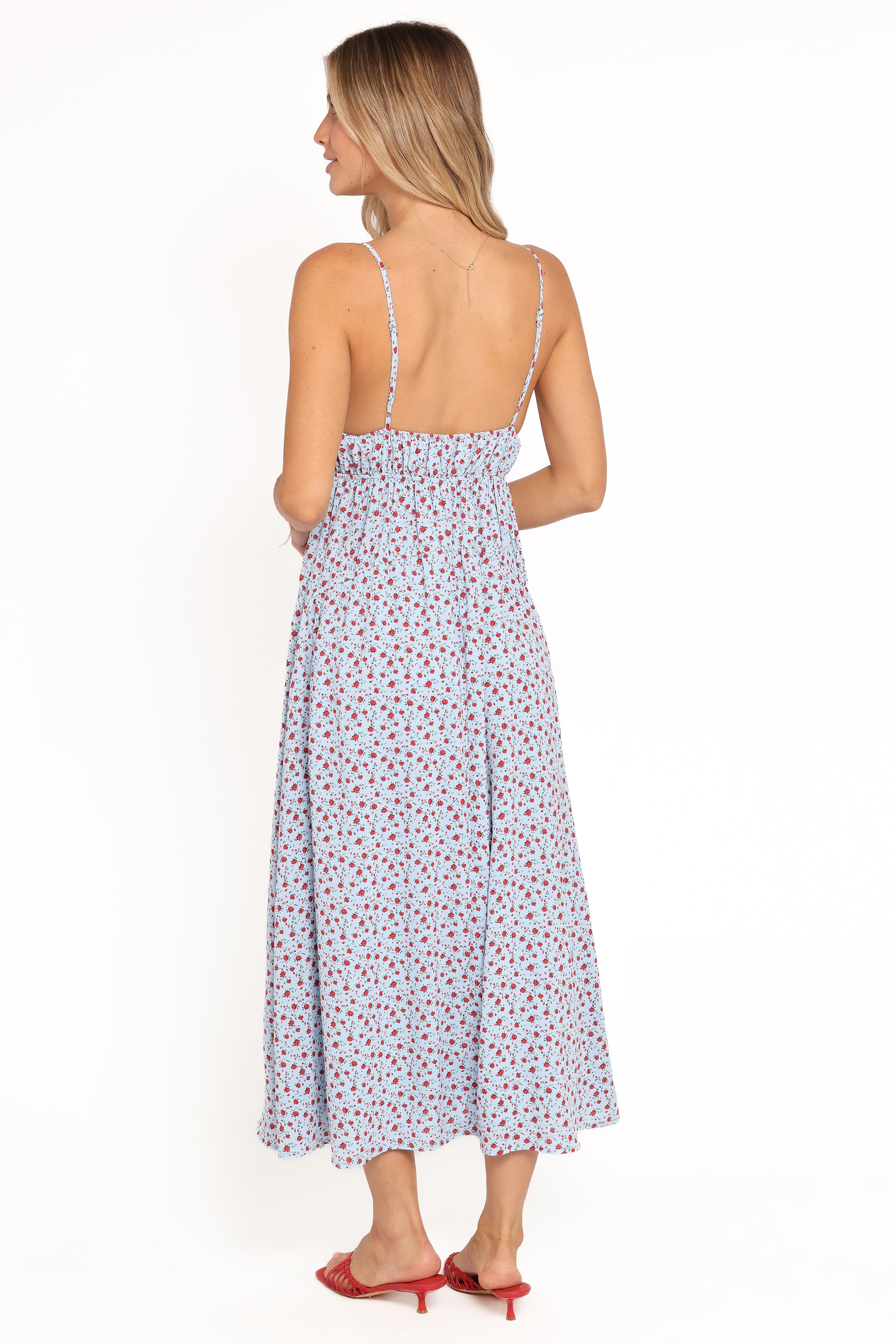 Freesia Midi Dress - Blue Red Floral
