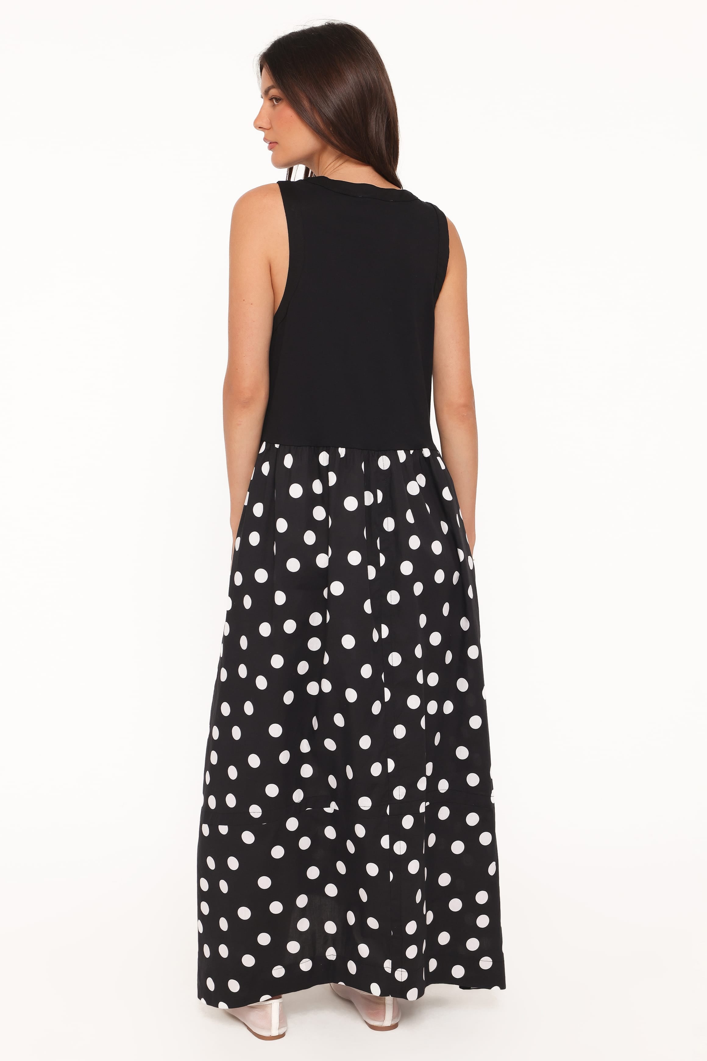 Glenda Maxi Dress - Black Polka Dot