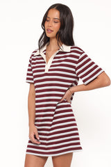 Gordie Mini Dress - Burgundy Stripe