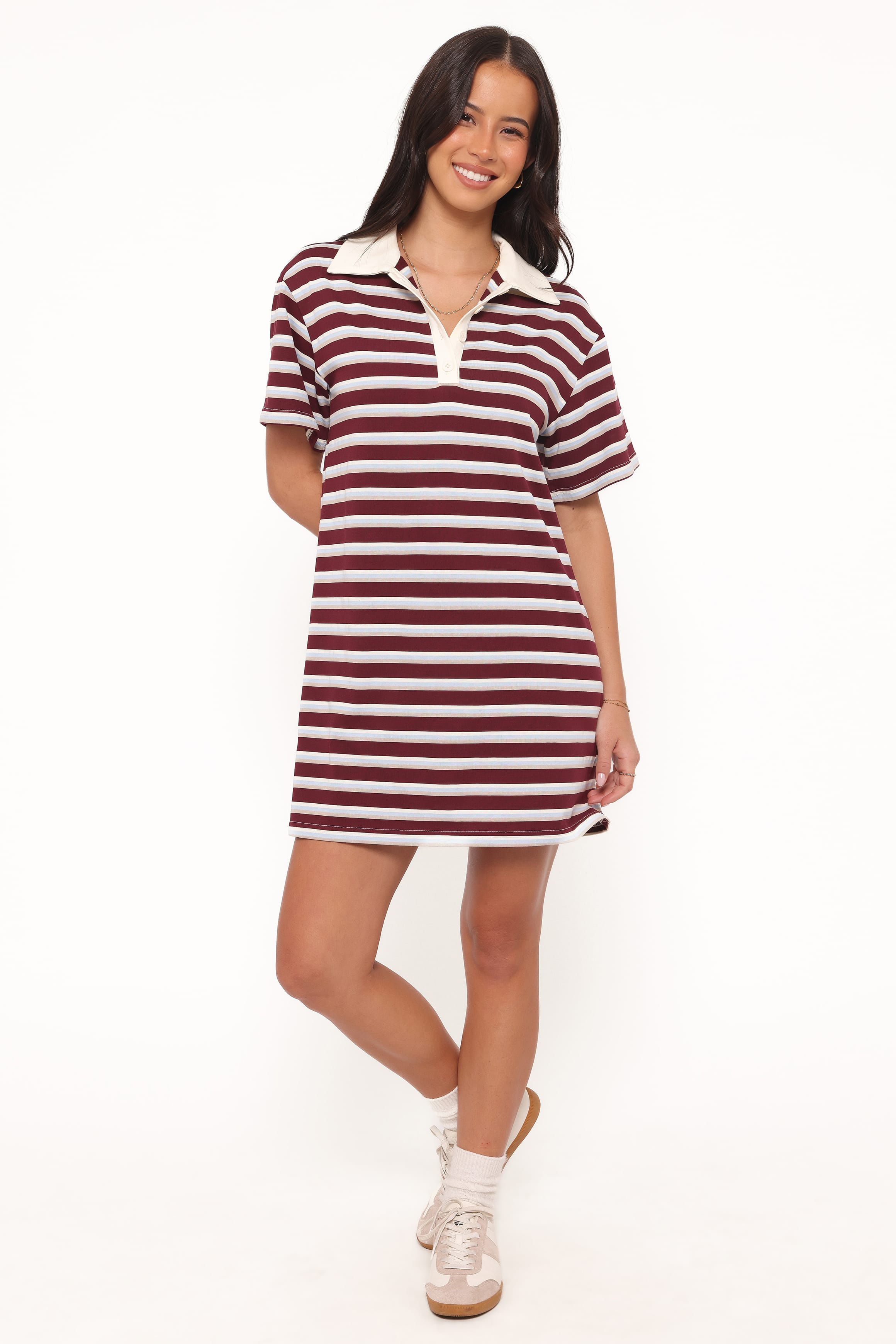 Gordie Mini Dress - Burgundy Stripe