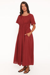 Harlen Maxi Dress - Deep Red