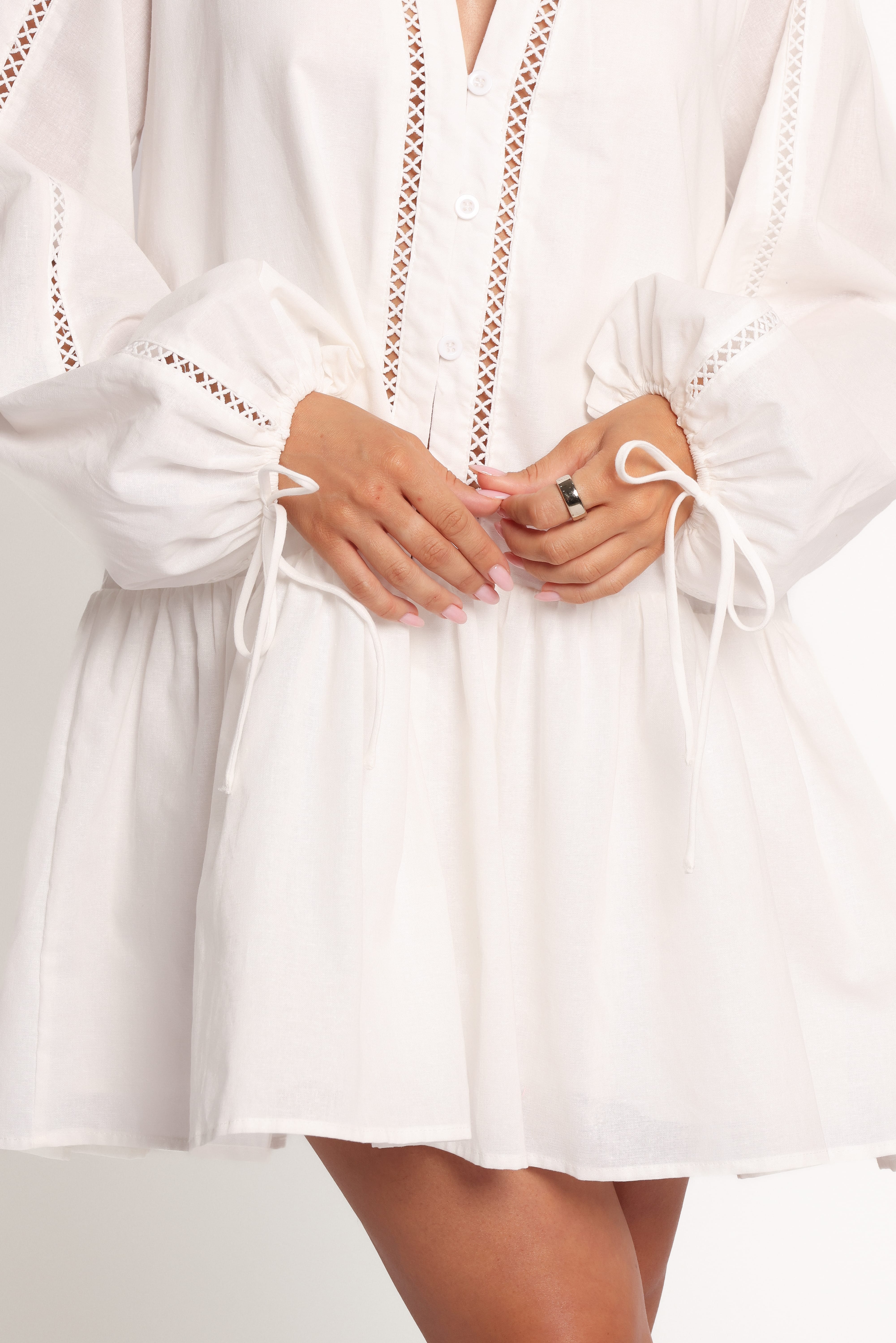 Hart Long Sleeve Mini Dress - White