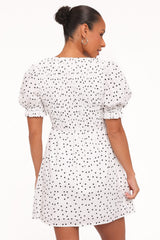 Jaclyn Mini Dress - White Polka Dot