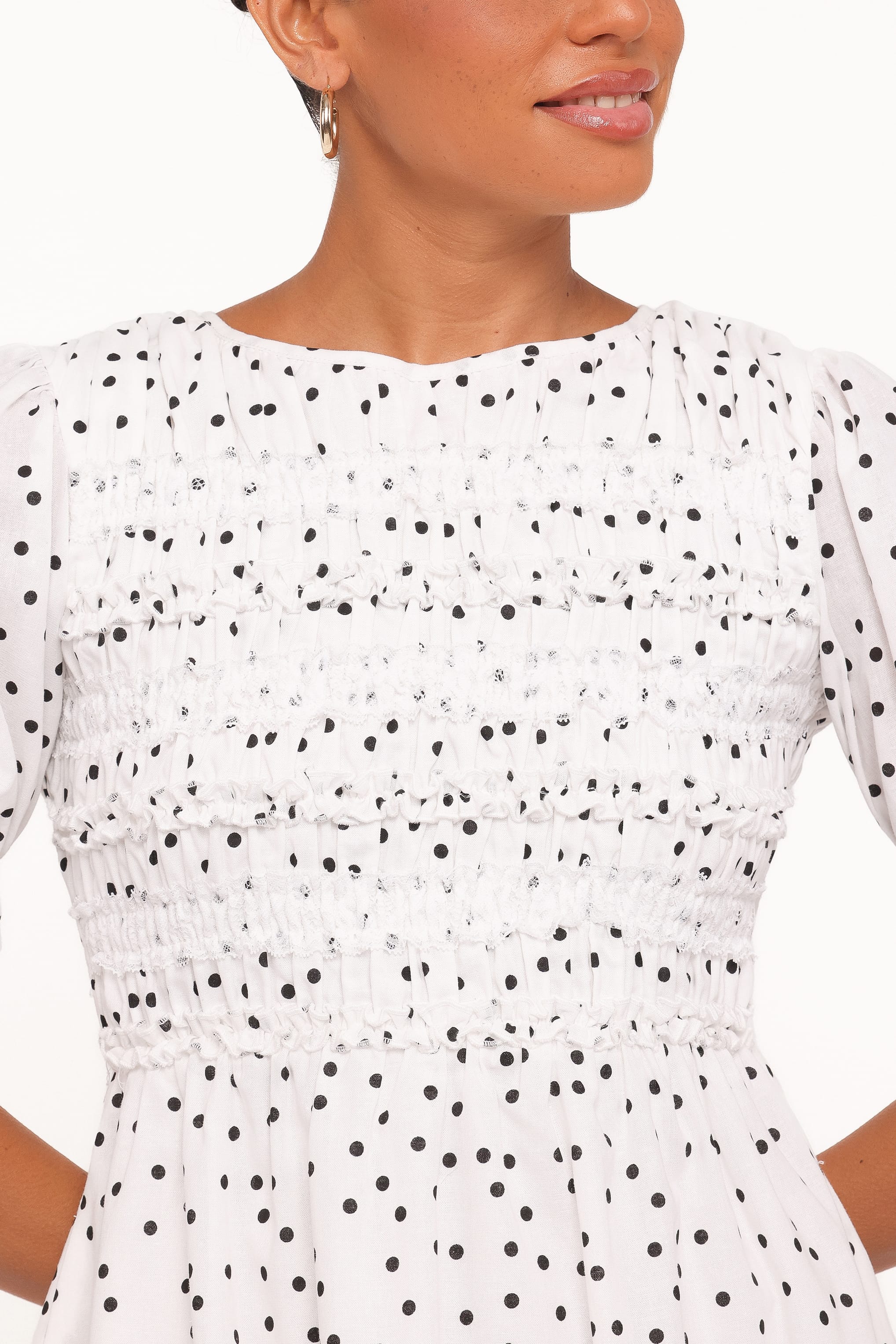 Jaclyn Mini Dress - White Polka Dot