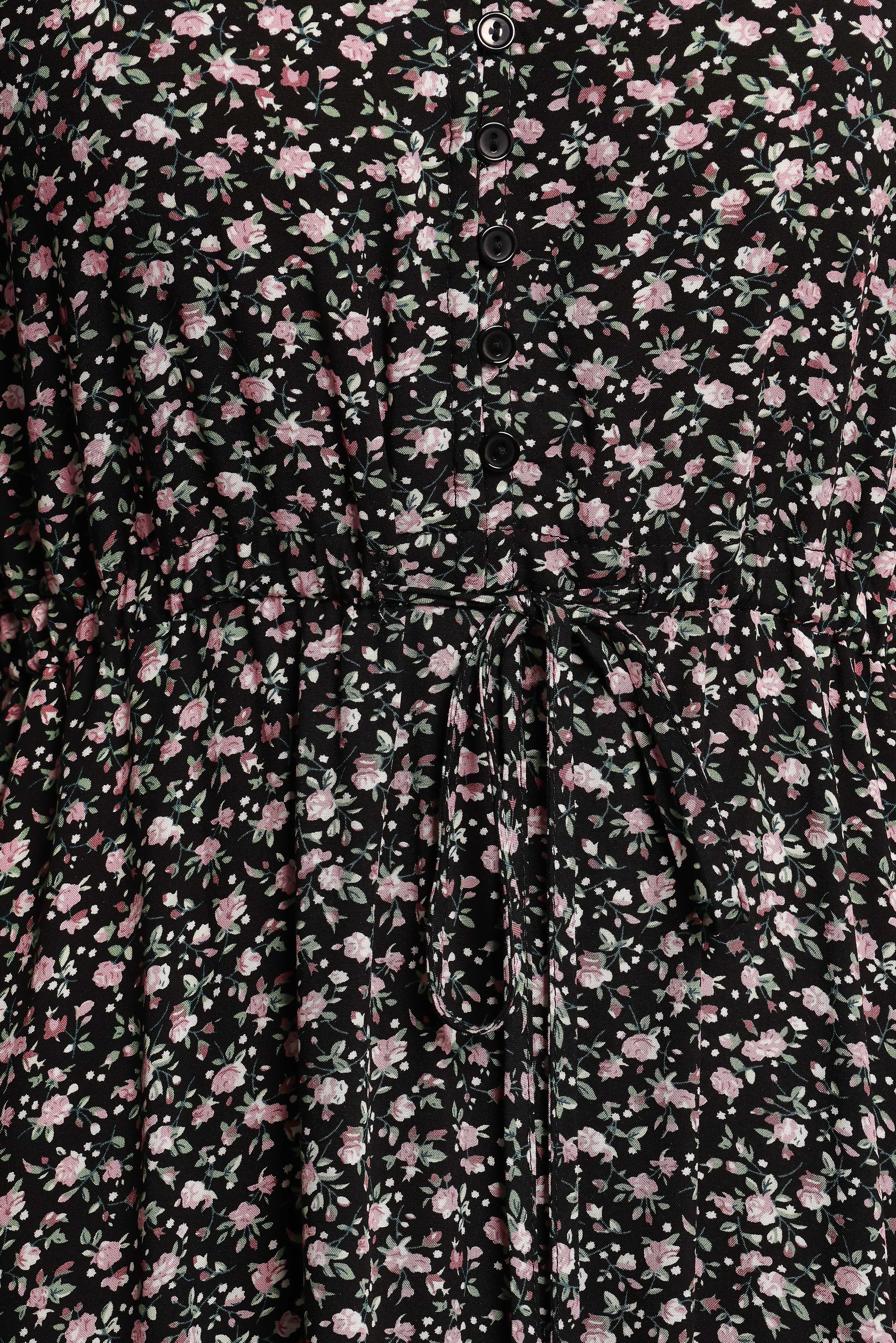 Kelda Dress - Black Rosebud Floral