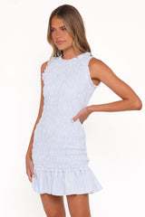 Kiki Smocked Mini Dress - Blue Stripe