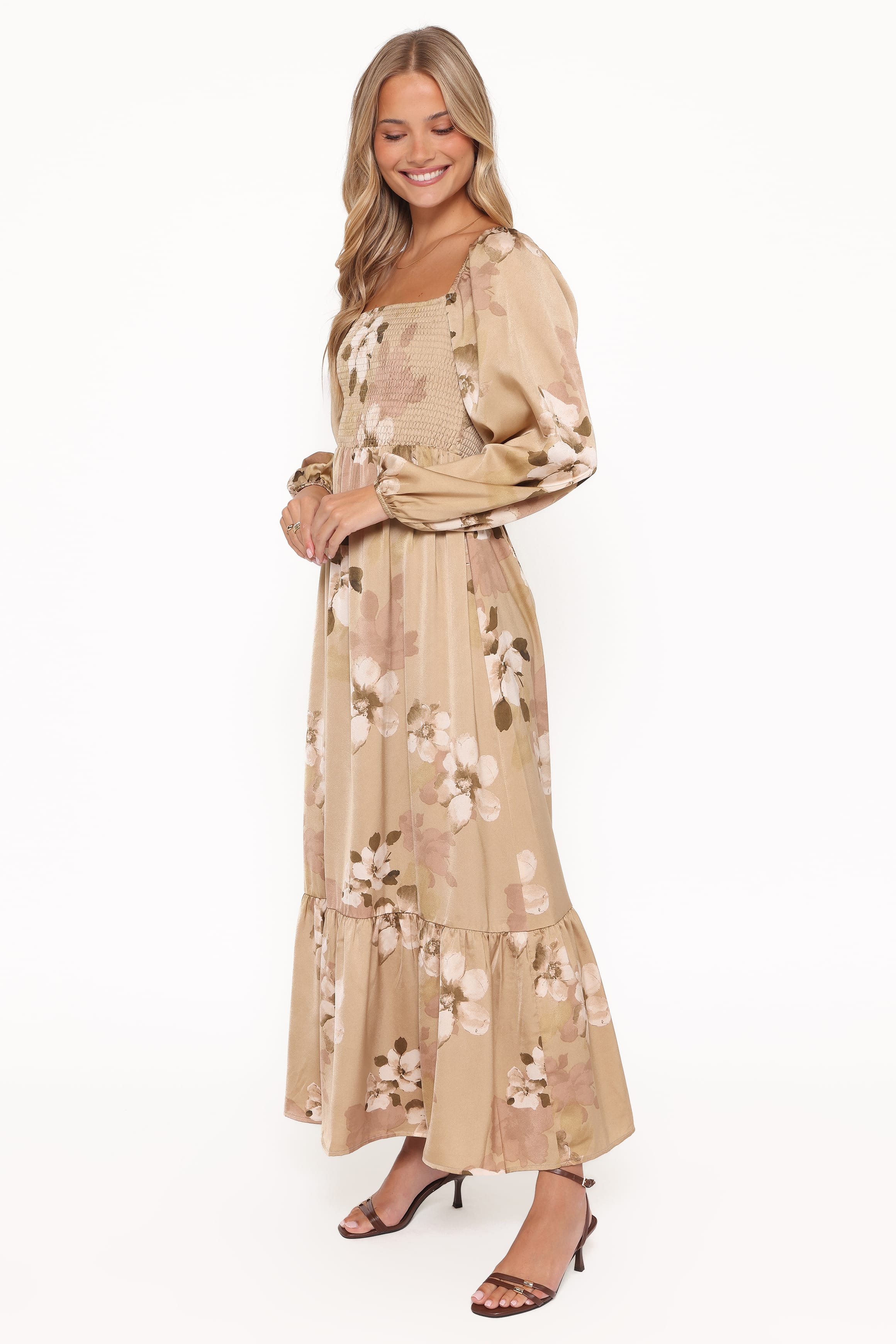 Kindra Long Sleeve Maxi Dress - Brown Floral