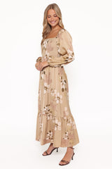 Kindra Long Sleeve Maxi Dress - Brown Floral