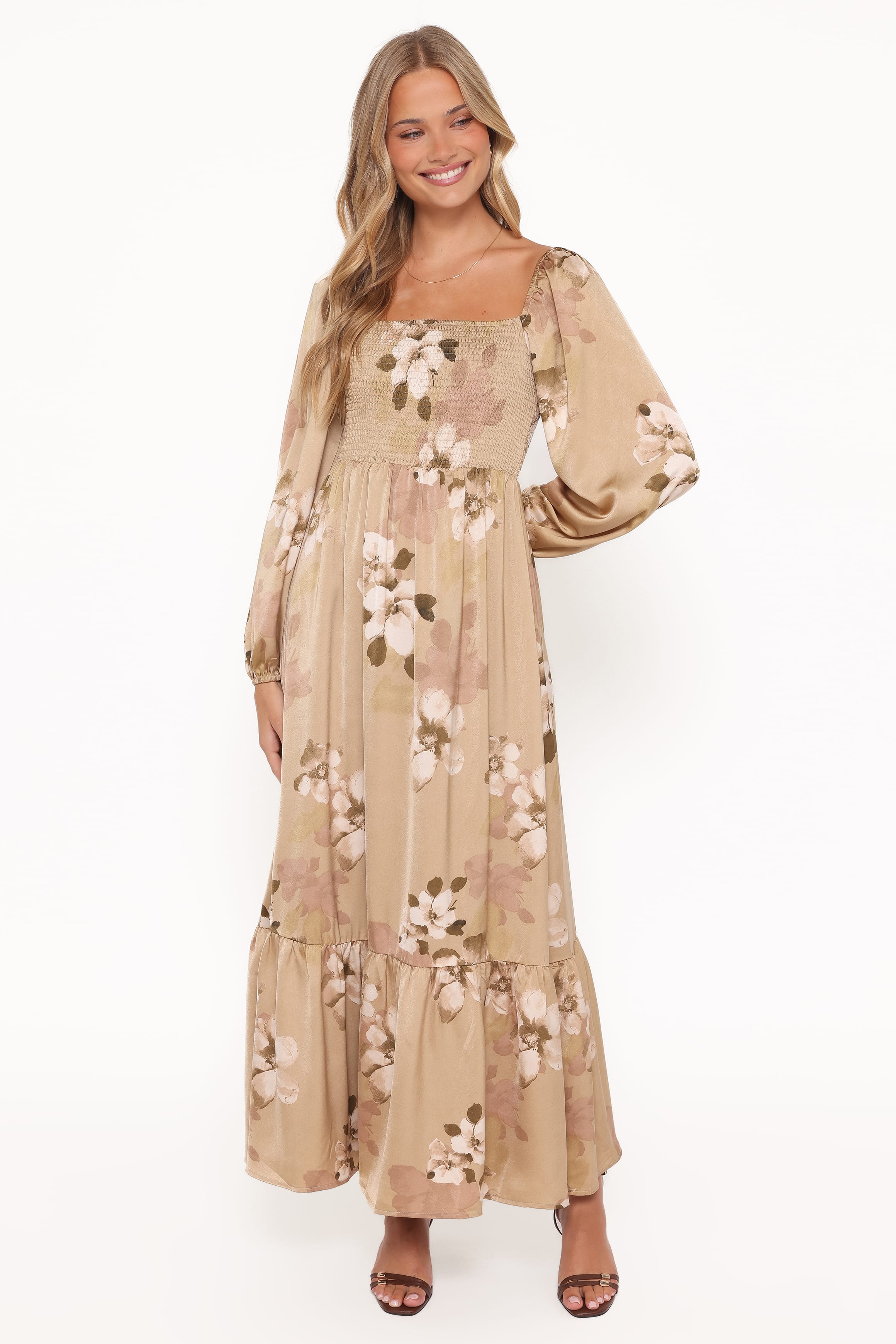 Kindra Long Sleeve Maxi Dress - Brown Floral