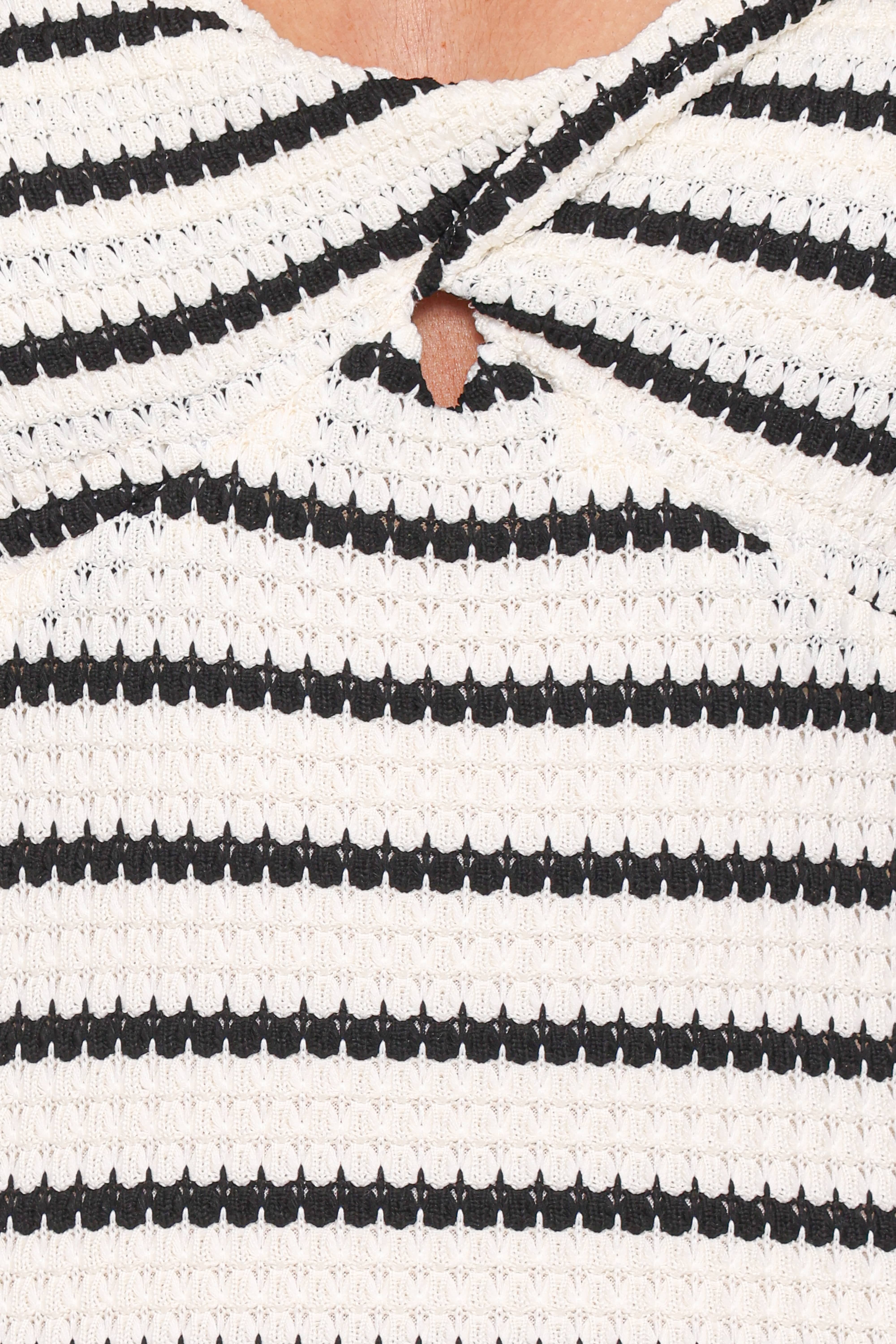 Kristina Midi Dress - Black/White Stripe