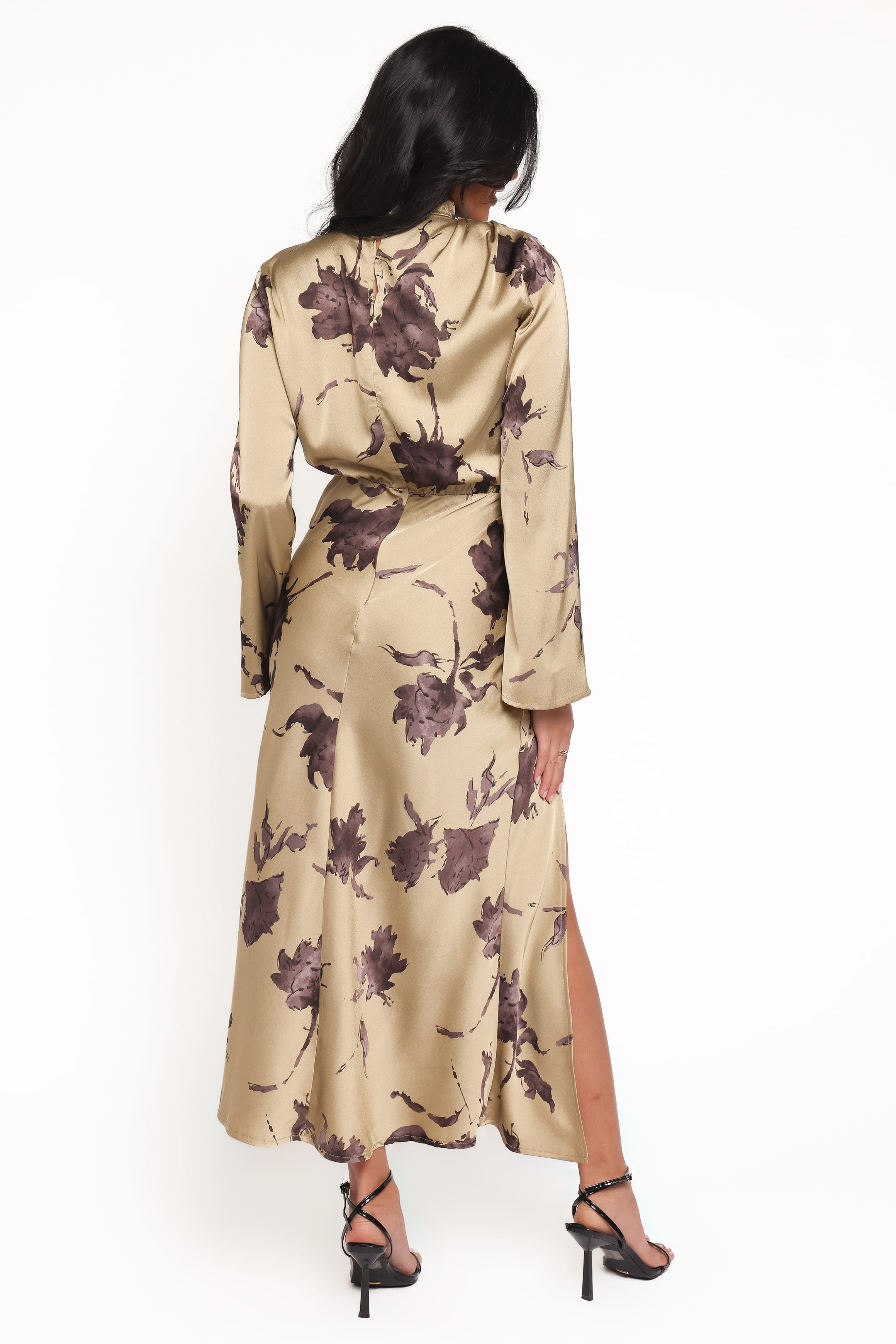 Kristyn Long Sleeve Midi Dress - Olive Floral