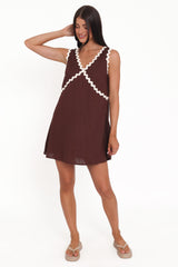 Lark Mini Dress - Brown