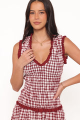 Leabrook Maxi Dress - Burgundy Gingham