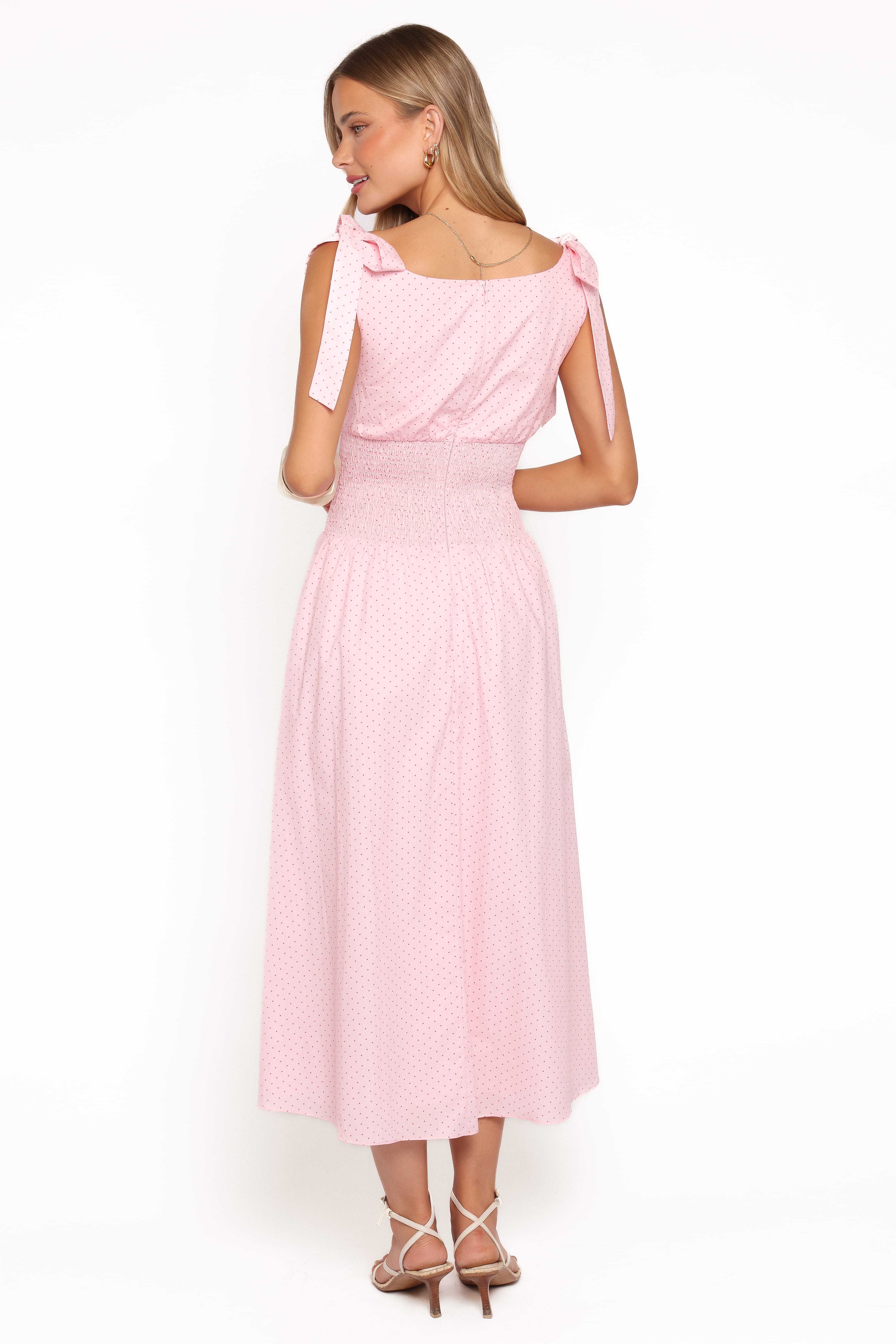 Leticia Midi Dress - Pink Polka Dot