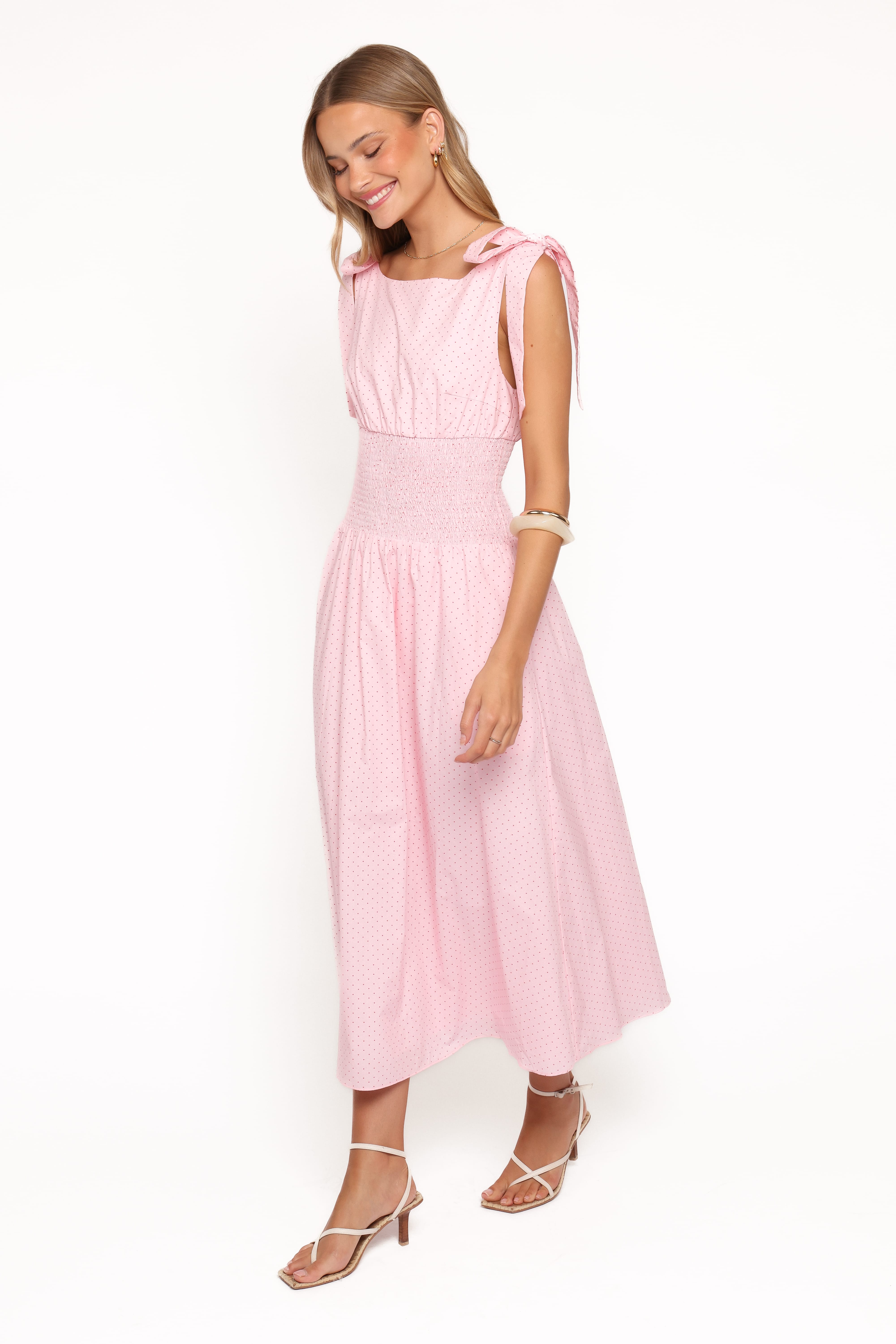 Leticia Midi Dress - Pink Polka Dot