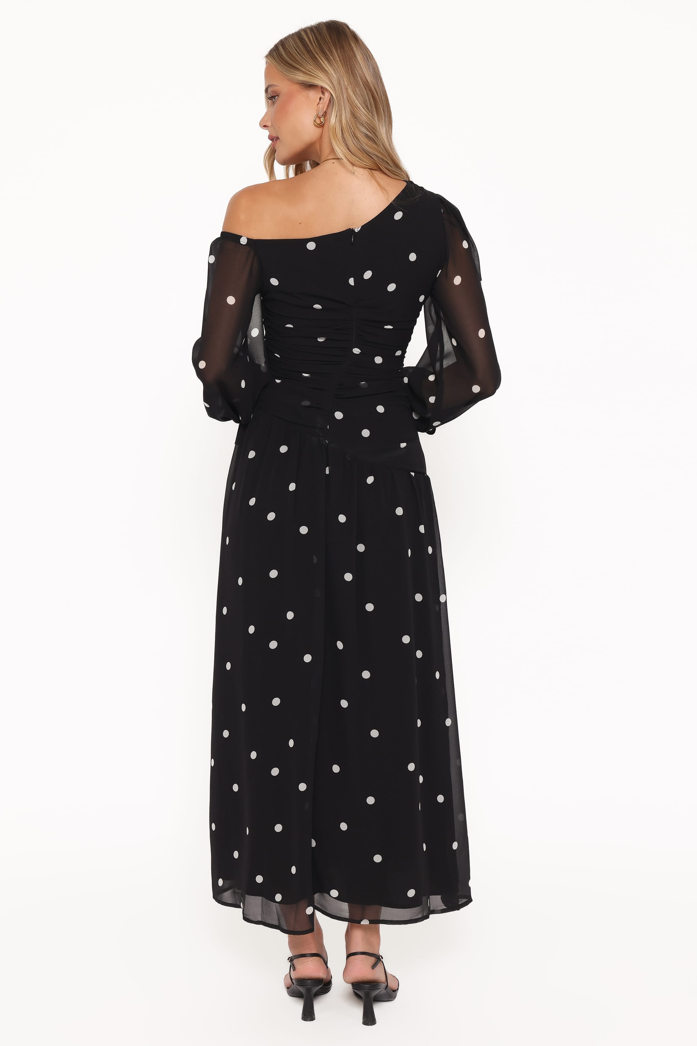 Levine Maxi Dress - Black Polka Dot