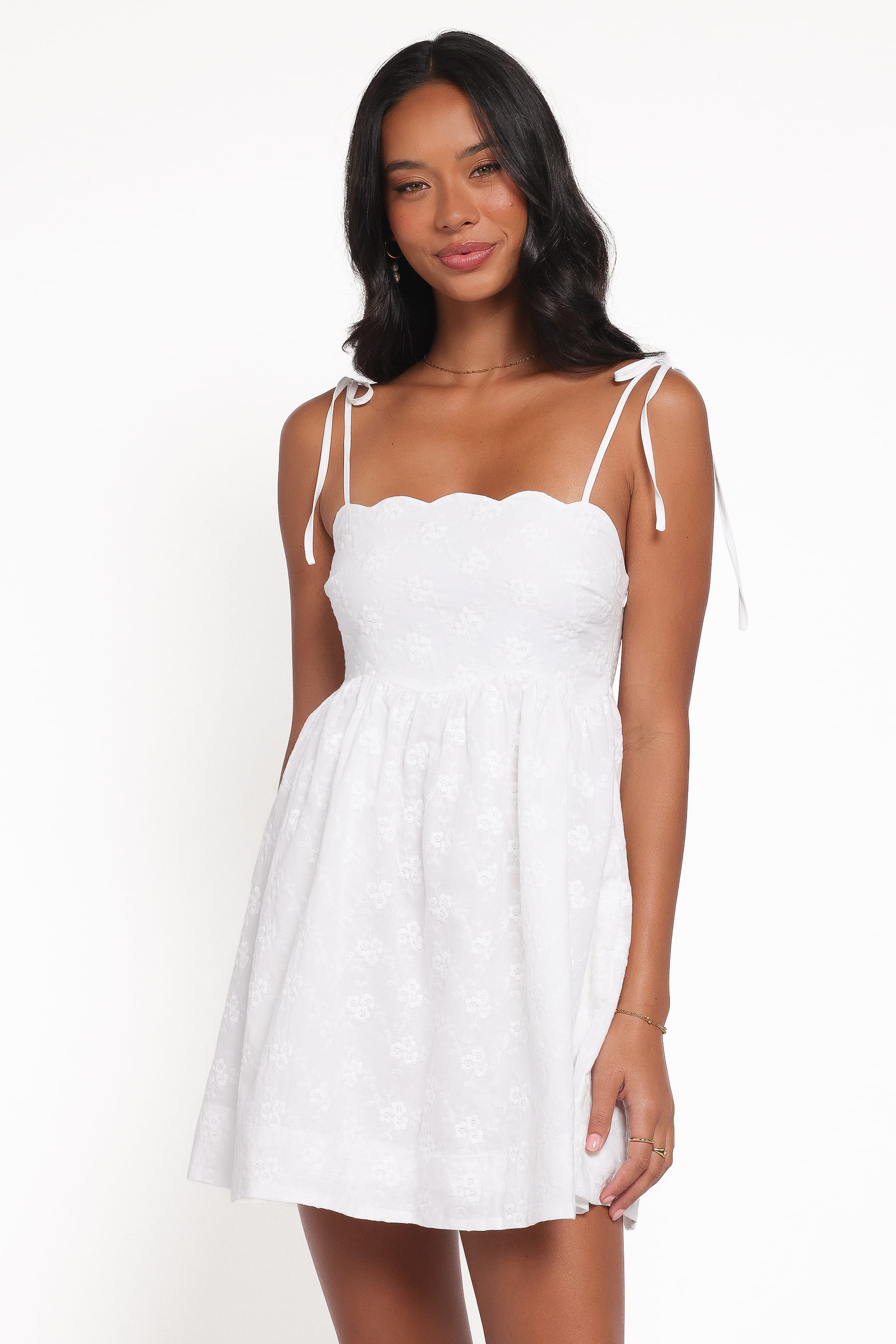 Lynne Mini Dress - White Broderie