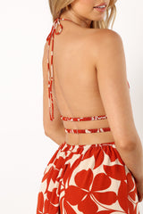 Maha Halterneck Maxi Dress - Tan Floral