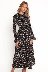 Mairead Maxi Dress - Black Floral