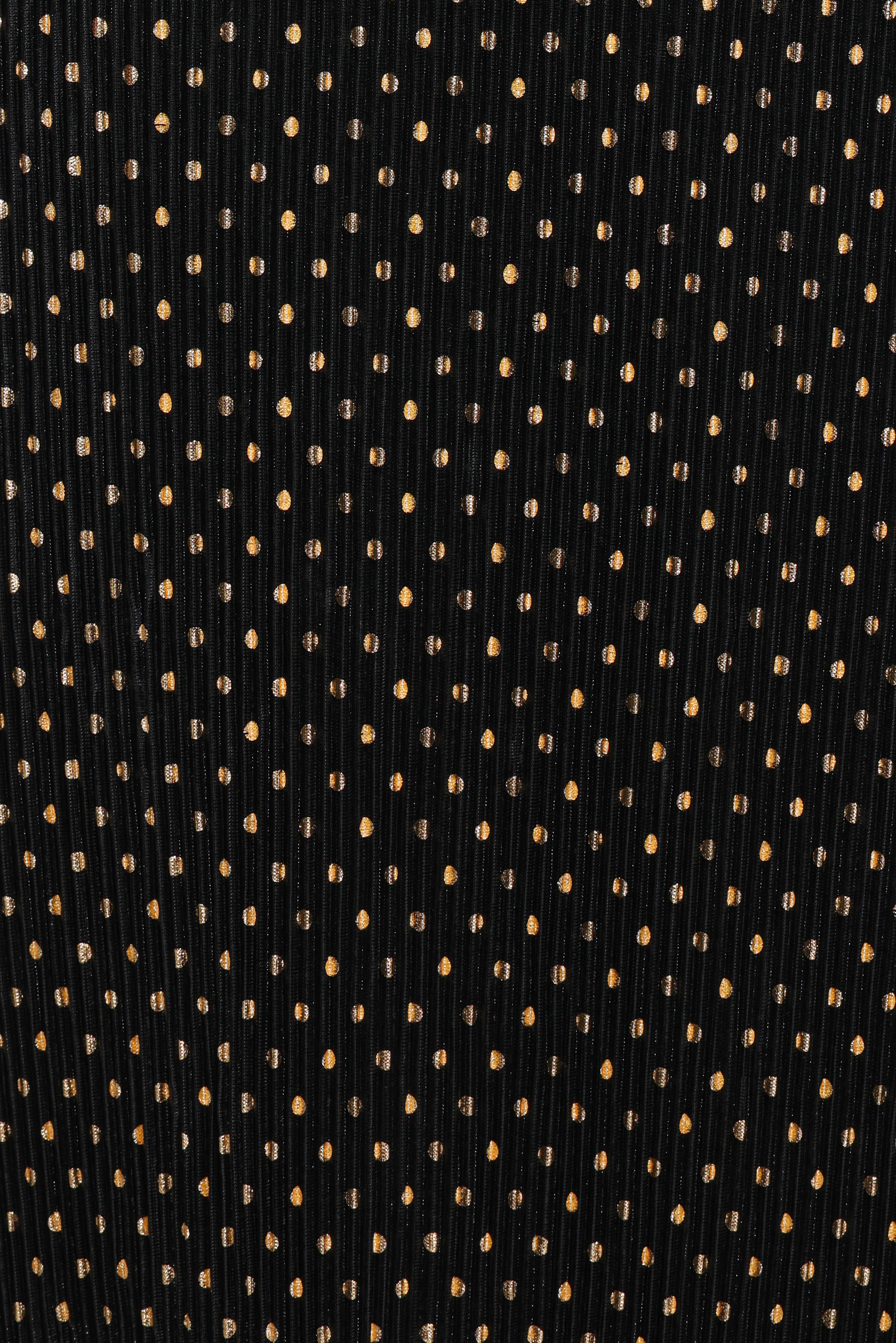 Melody Plisse Halter Maxi Dress - Black/Gold Polka Dot